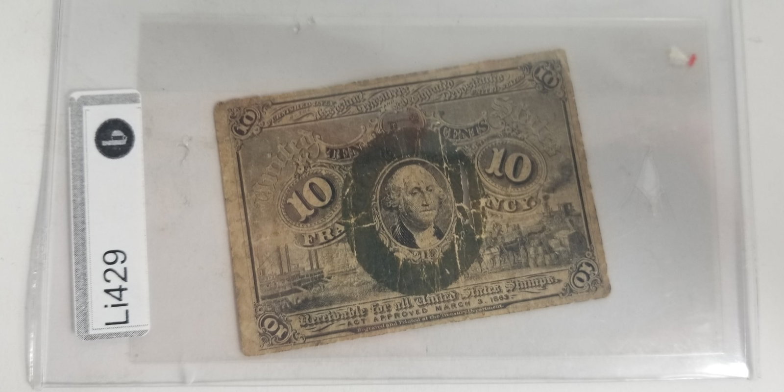 10 Cent Fractional Banknote George Washington: 10 Cent Fractional Bank note. Put in Circulation to during the civil war to counteract the hoarding of coins Literature Brooks Auction – Online Auction Terms & Conditions Contact: (856)