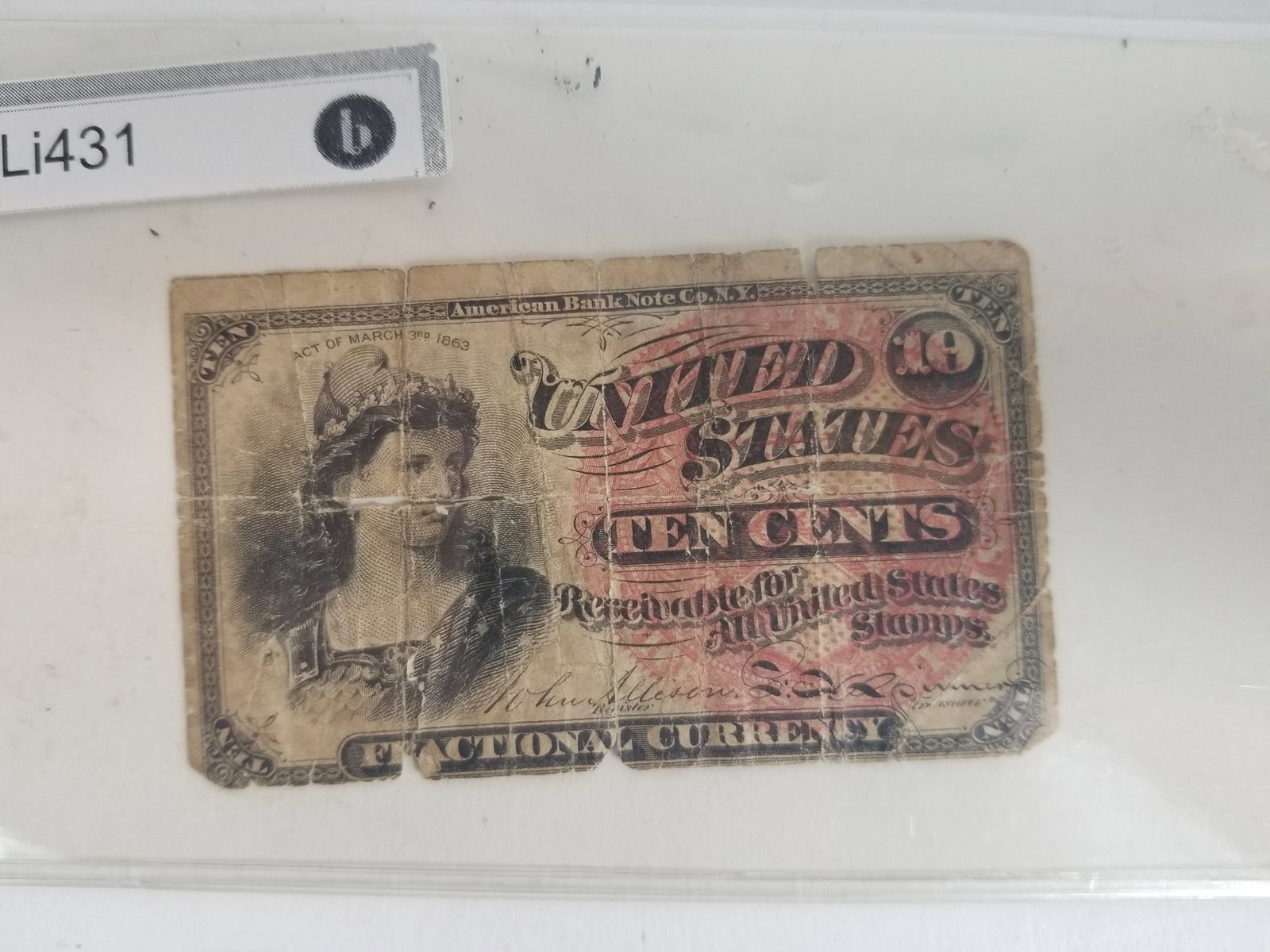 10 Cent Fractional Banknote Fourth Issue Capped Liberty: 10 Cent Fractional Bank note. Put in Circulation to during the civil war to counteract the hoarding of coins Literature Brooks Auction – Online Auction Terms & Conditions Contact: (856)