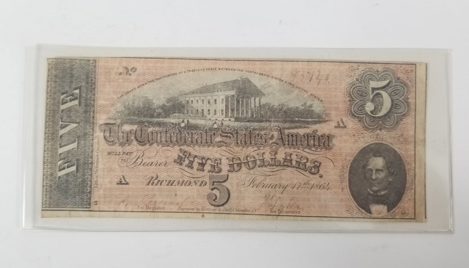 The Confederate States of America 5 Dollar Bill: The Confederate States of America 5 Dollar Bill. wouldn't it be so cool to own Currency from a country with a shorter lifespan than the show Full House. Literature Brooks Auction – Online