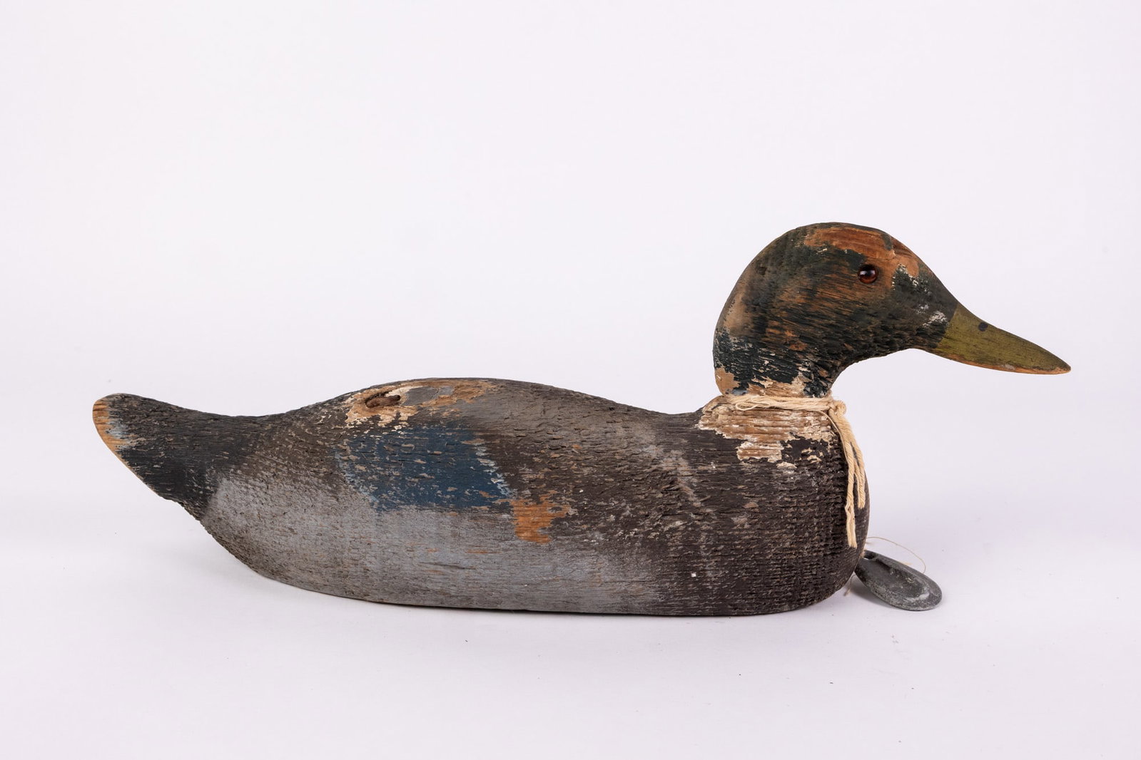 Vintage Carved Wooden Mallard Drake Duck Decoy - 3