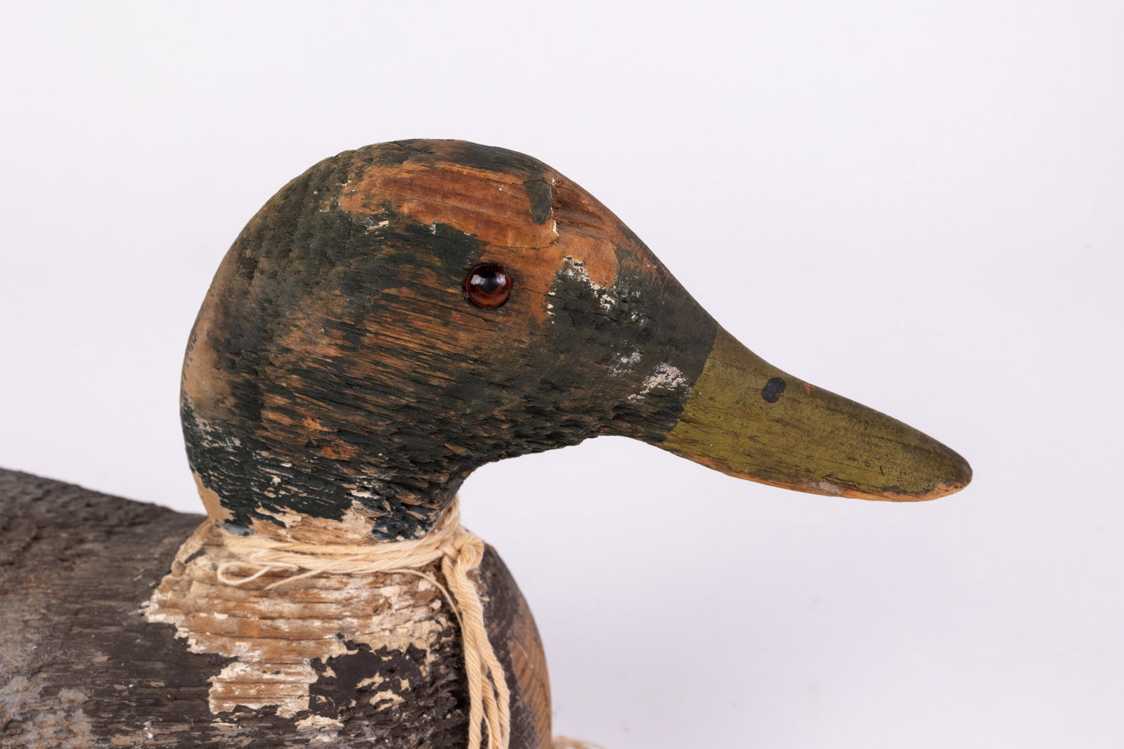 Vintage Carved Wooden Mallard Drake Duck Decoy - 4
