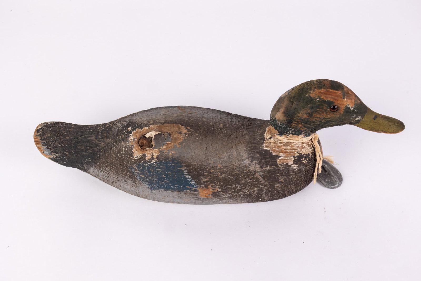 Vintage Carved Wooden Mallard Drake Duck Decoy - 5