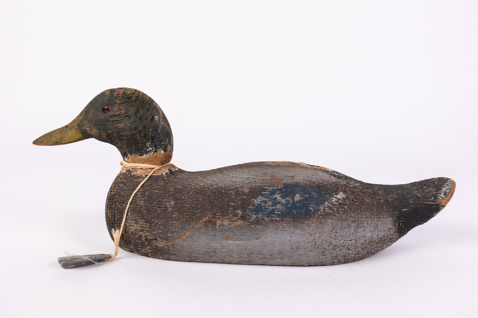 Vintage Carved Wooden Mallard Drake Duck Decoy - 6