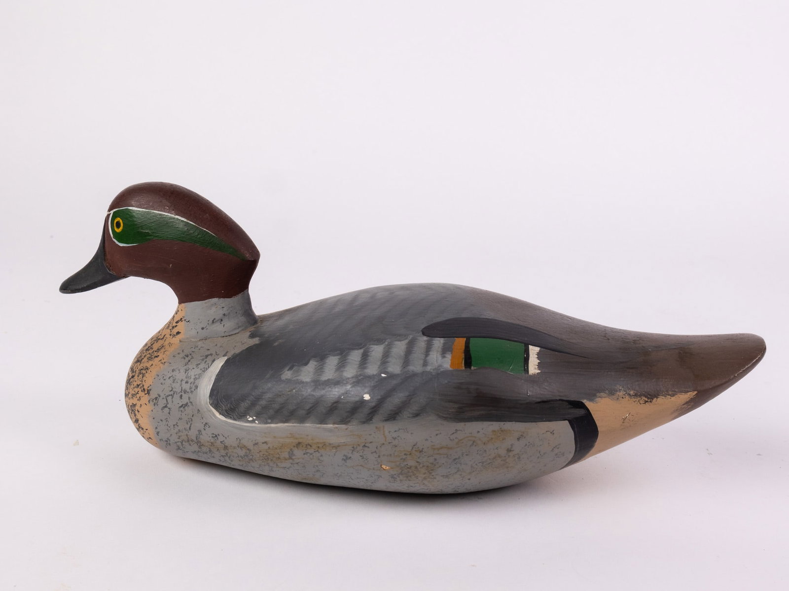 Vintage Green-Winged Teal Drake Duck Decoy - 6