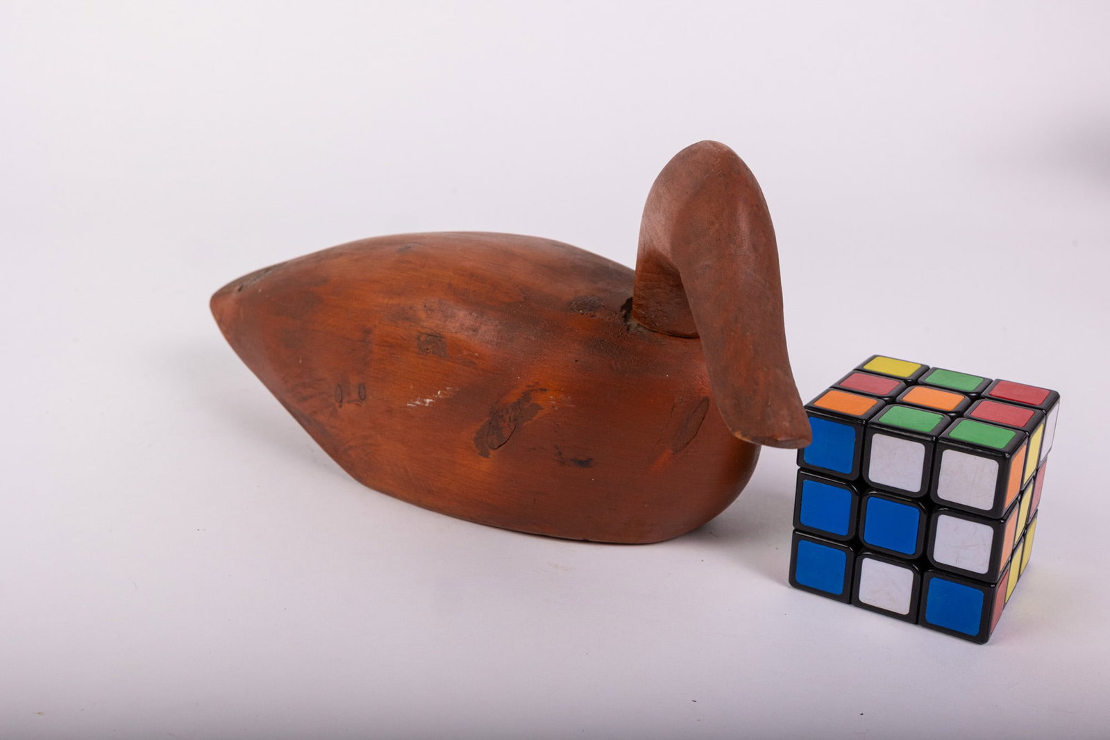 Vintage Hand Carved Duck Decoy w/ Natural Wood Finish - 2