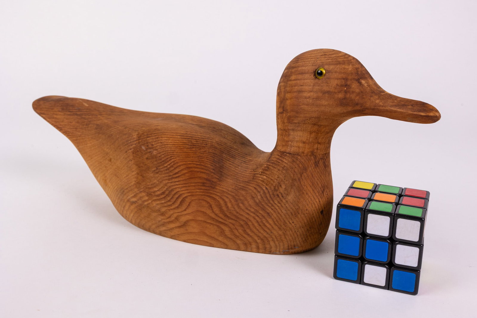 Vintage Hand Carved Duck Decoy w/ Natural Wood Grain - 2