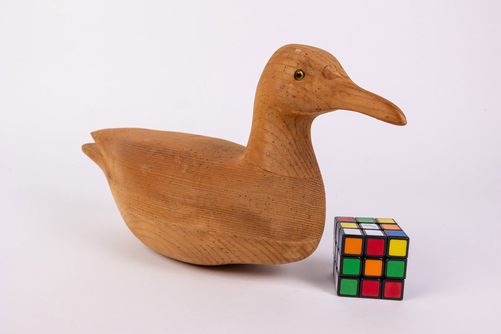 Vintage Hand Carved Duck Decoy w/ Blonde Wood Finish - 2