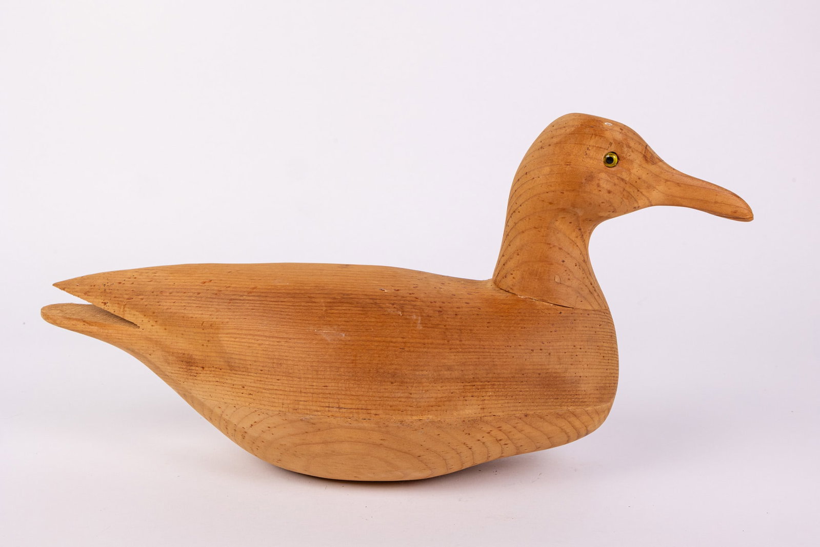 Vintage Hand Carved Duck Decoy w/ Blonde Wood Finish - 3