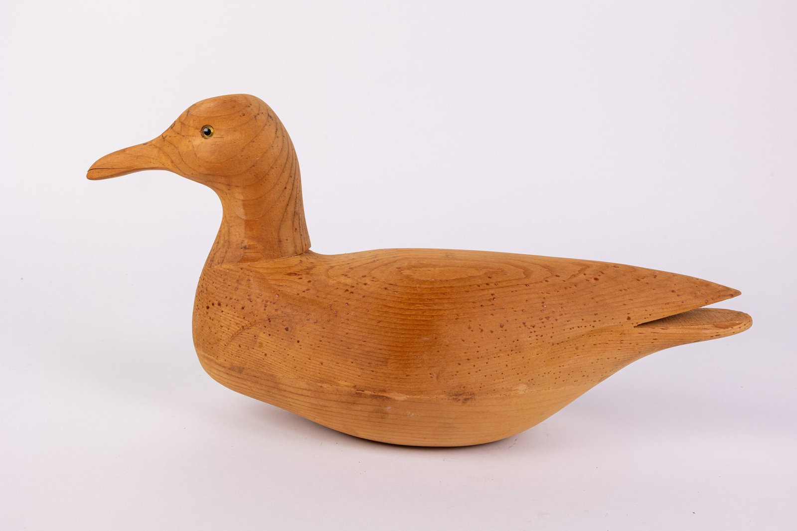 Vintage Hand Carved Duck Decoy w/ Blonde Wood Finish - 5
