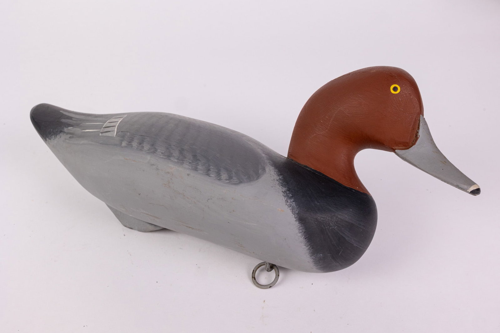 Vintage Redhead Drake Duck Decoy: Unsigned, lead weighted & featuring high quality hand painted detail. Size 7" x 6" x 14" Literature Brooks Auction – Online Auction Terms & Conditions Contact: (856) 694-2960 |