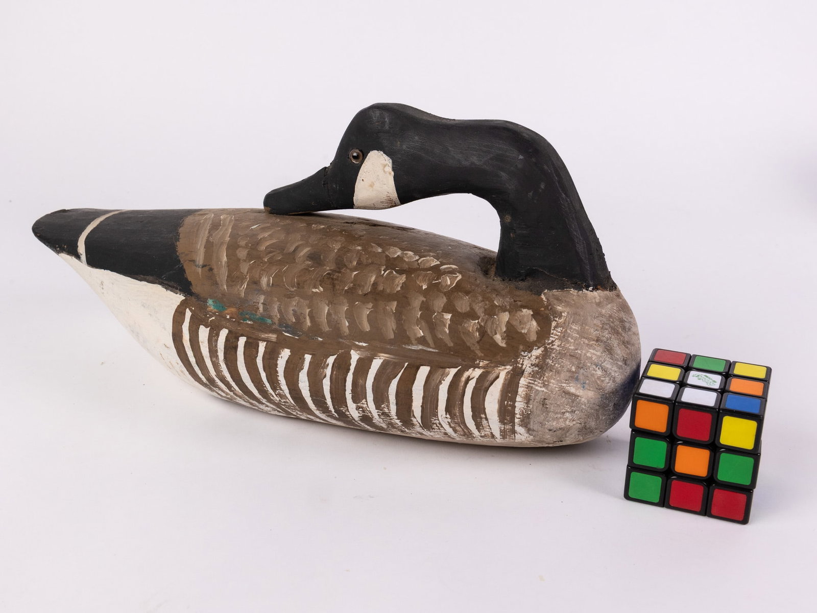 Vintage Carved Wooden Canada Goose Decoy - 2