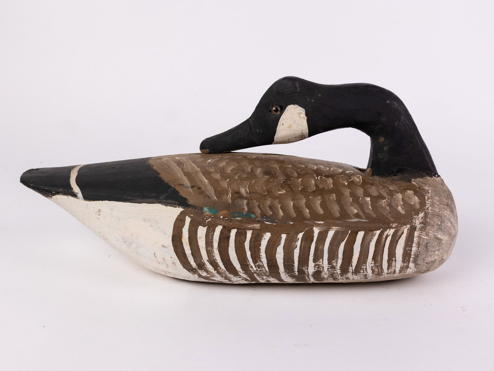 Vintage Carved Wooden Canada Goose Decoy - 3