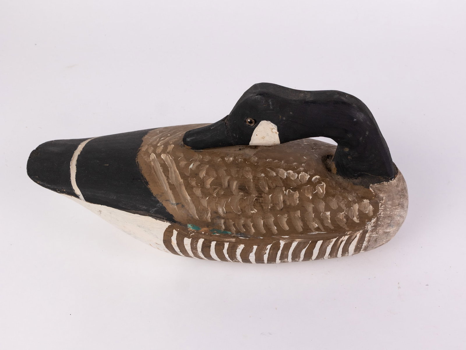 Vintage Carved Wooden Canada Goose Decoy - 4