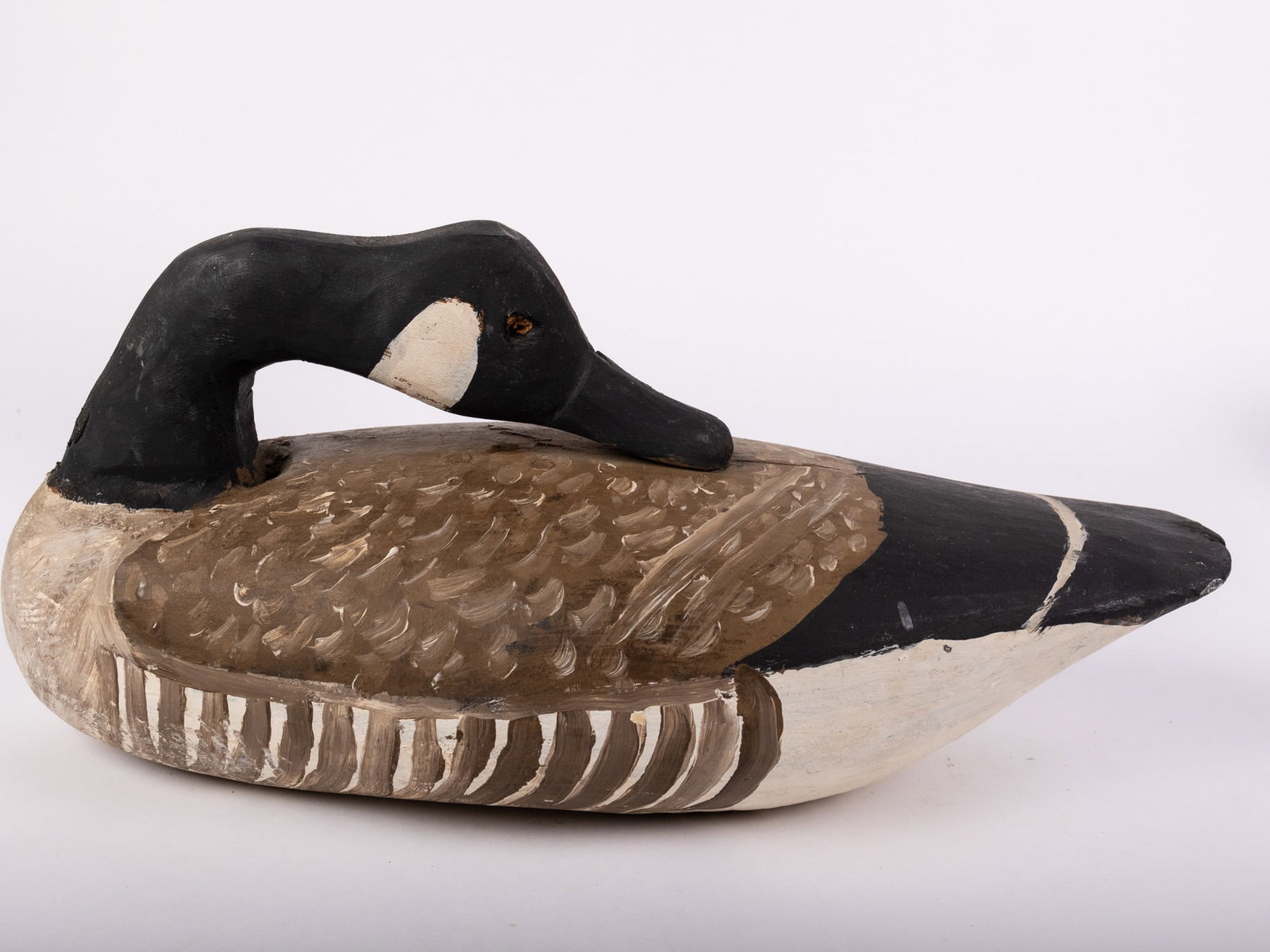 Vintage Carved Wooden Canada Goose Decoy - 6