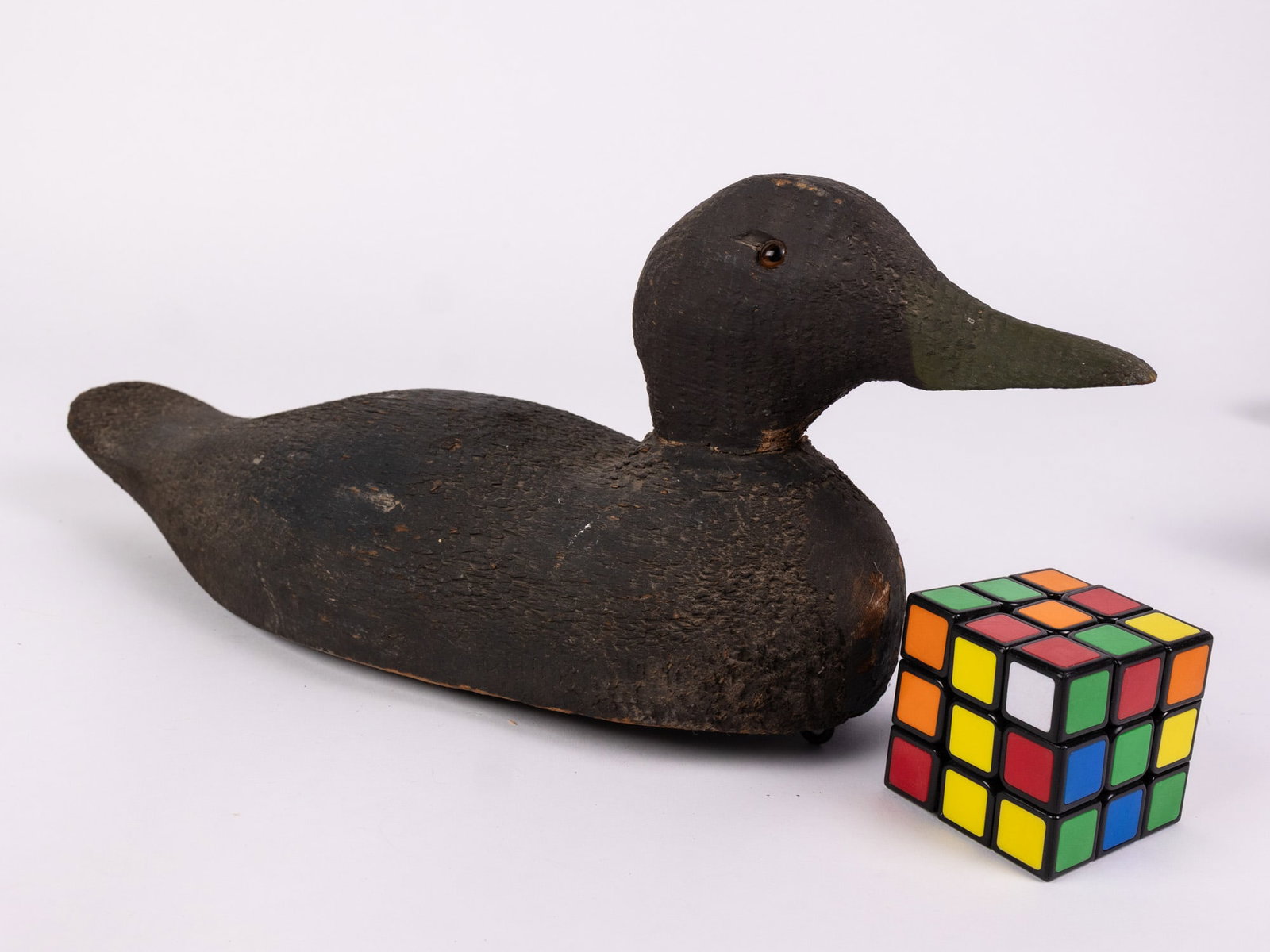 Vintage Wooden Black Duck Decoy - 2