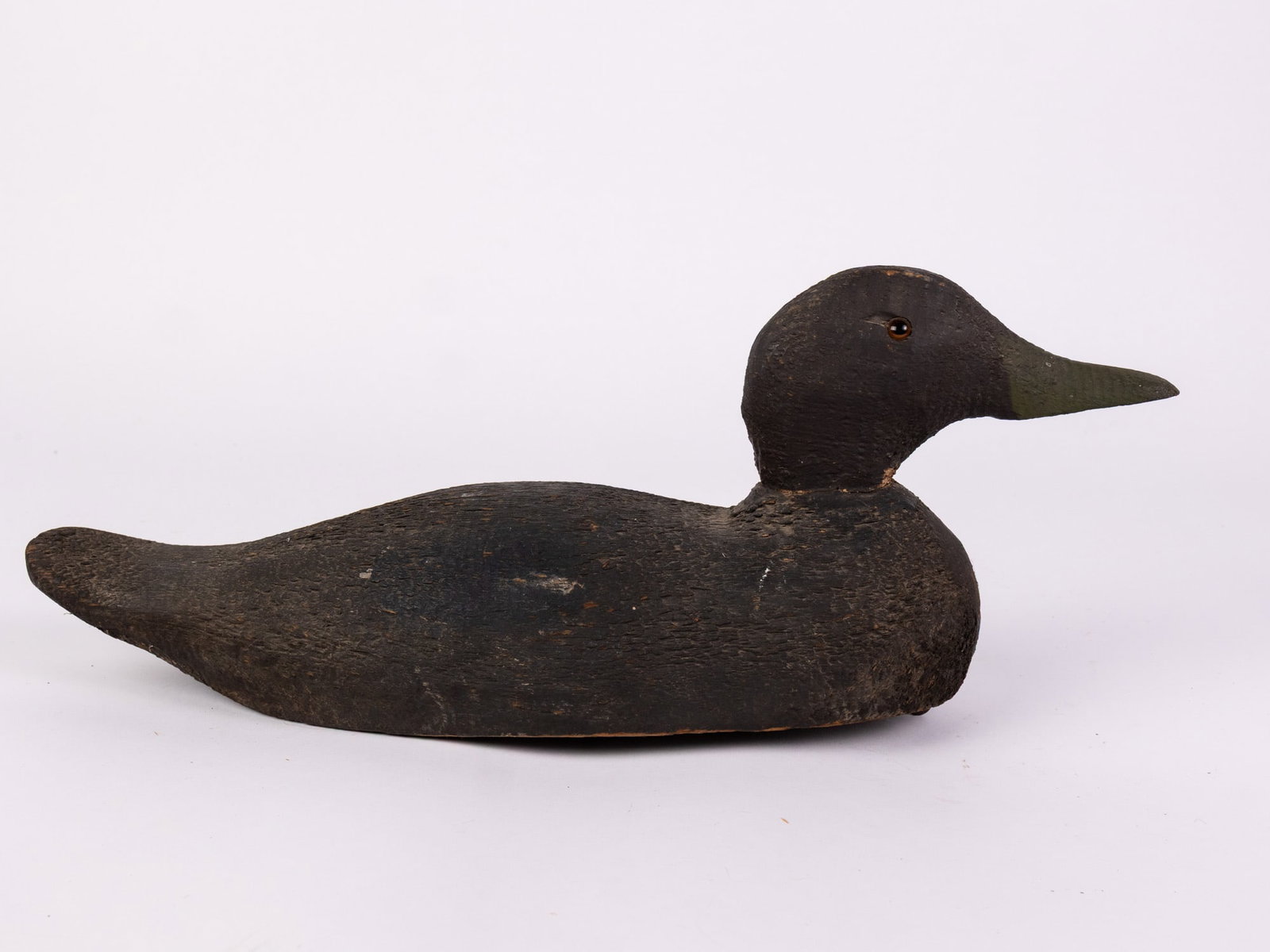 Vintage Wooden Black Duck Decoy - 3