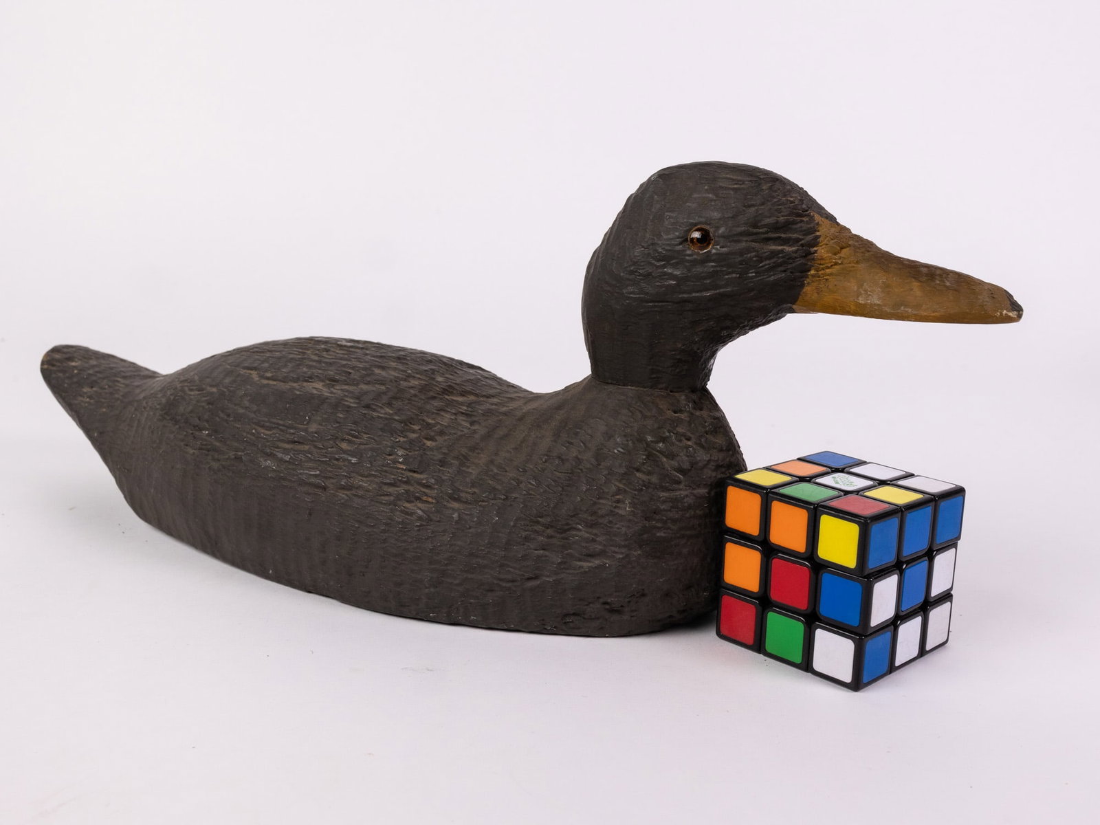 Vintage Wooden Black Duck Decoy - 2
