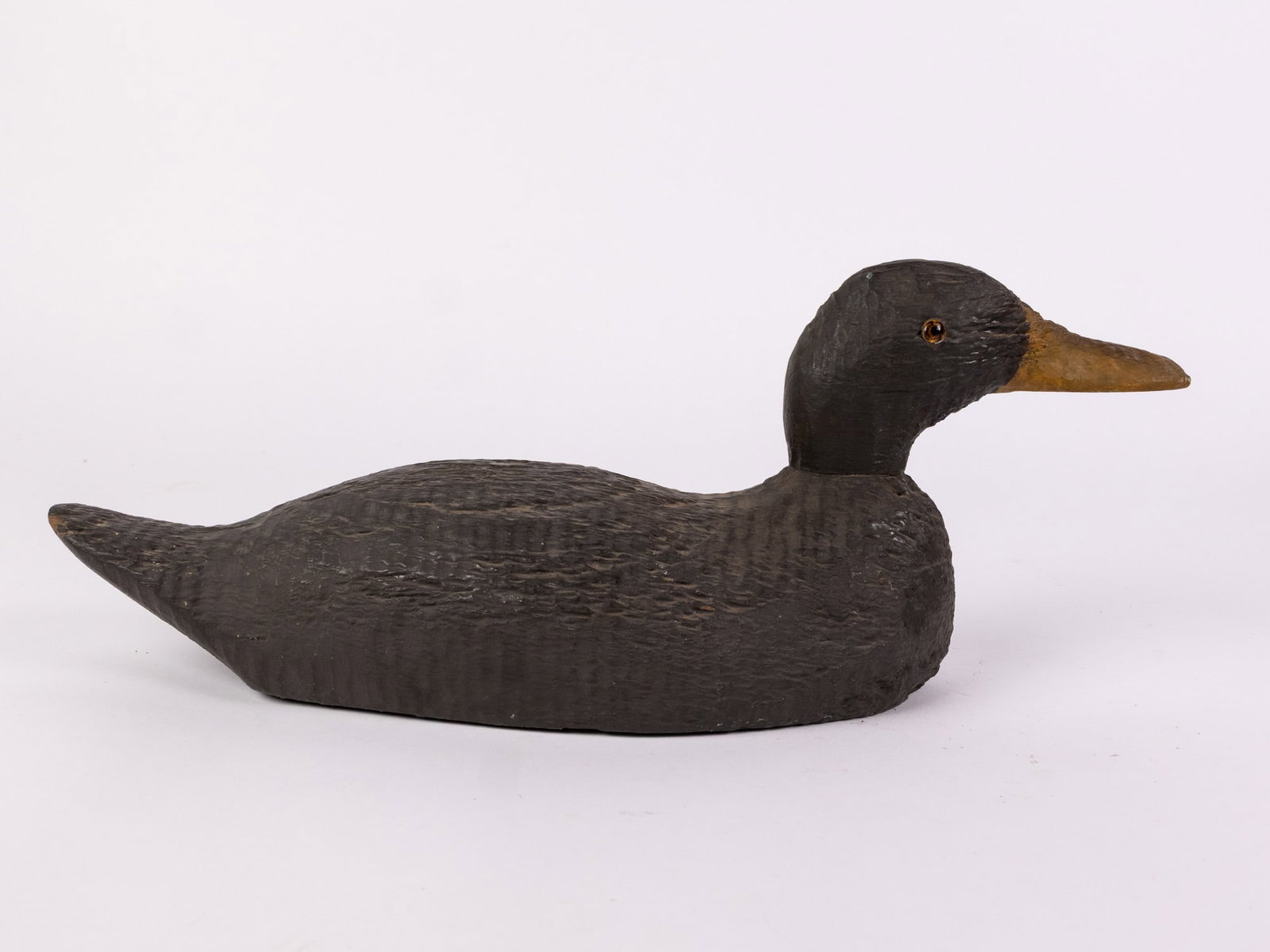 Vintage Wooden Black Duck Decoy - 3