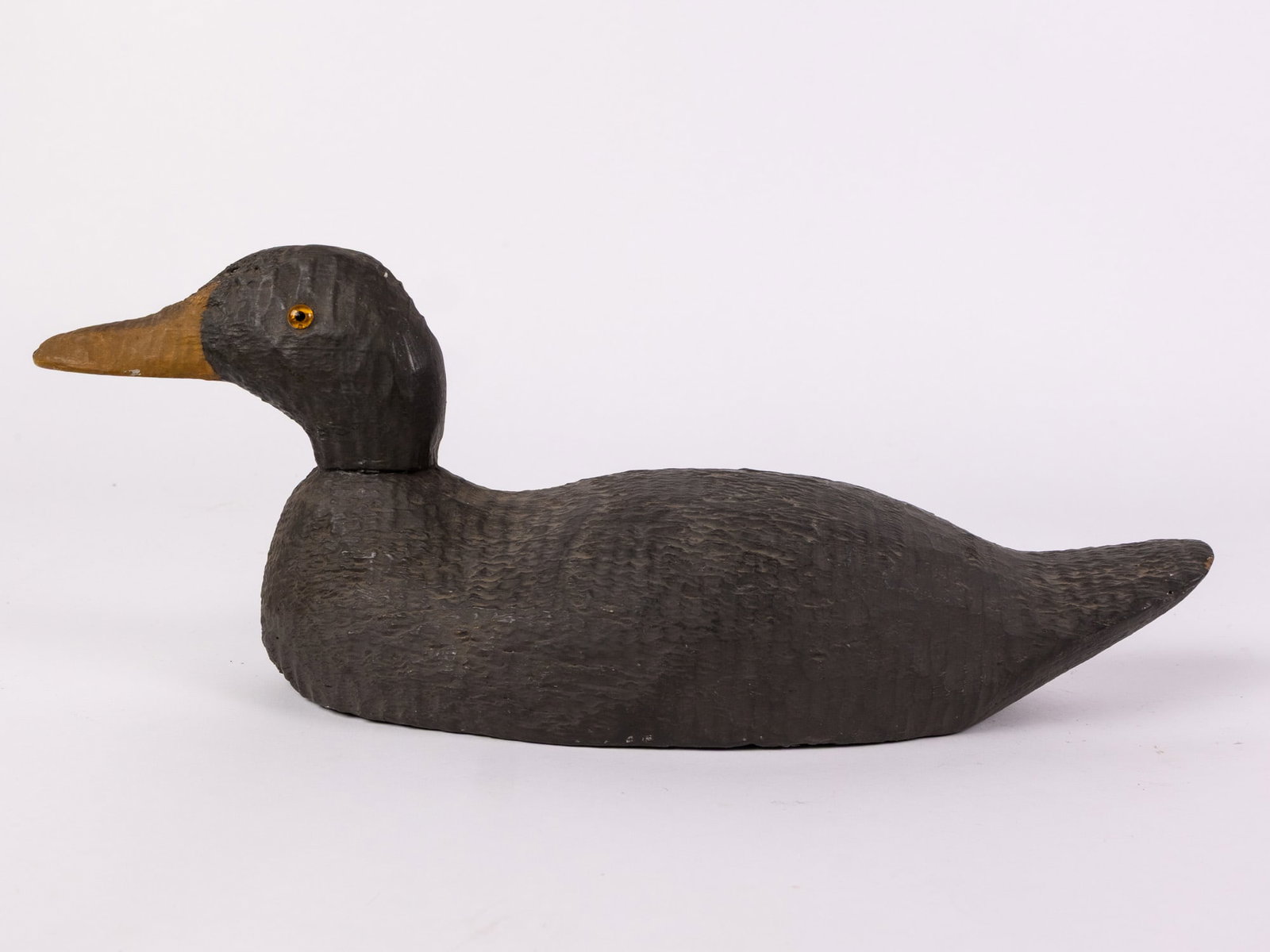 Vintage Wooden Black Duck Decoy - 5