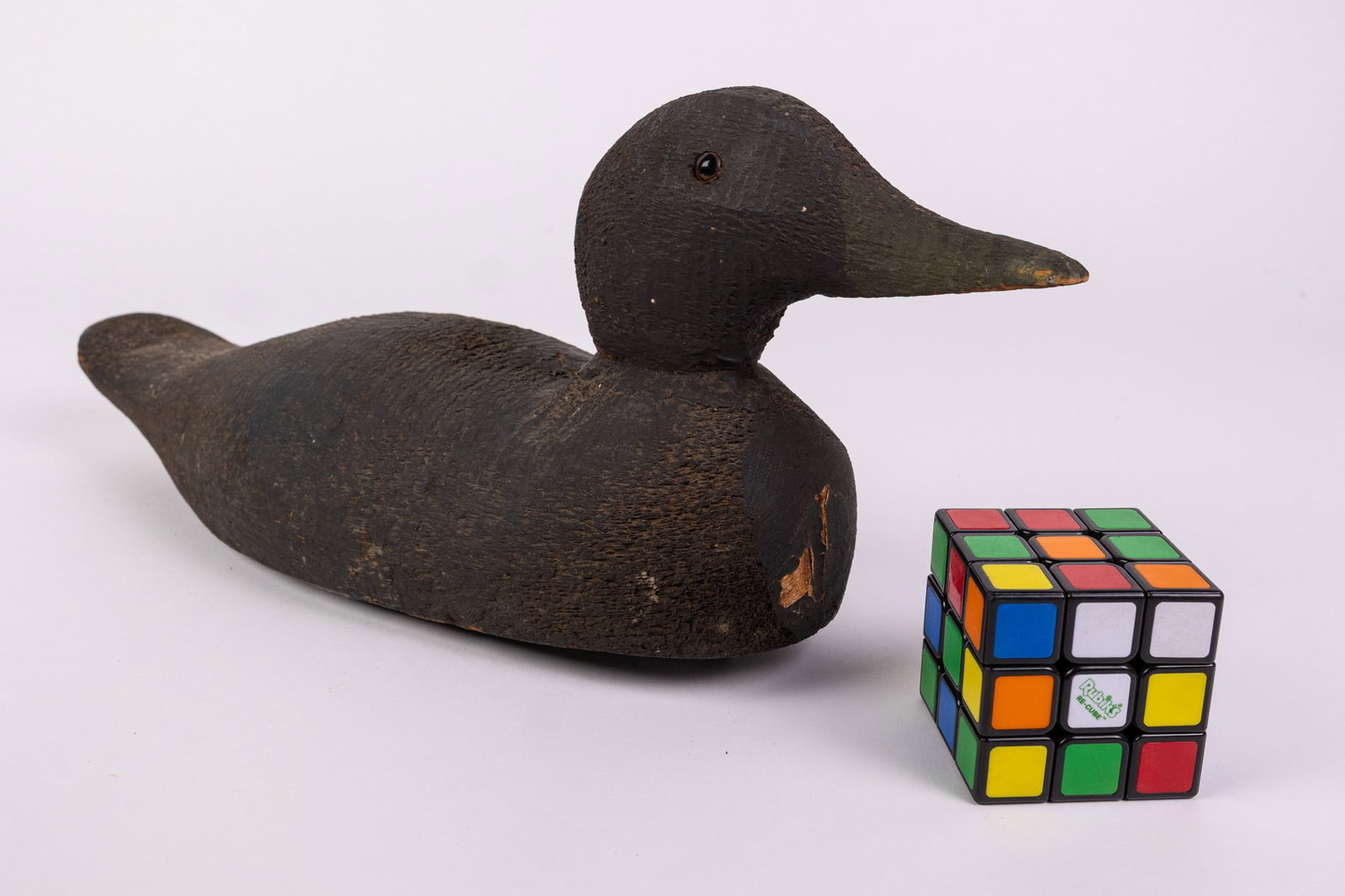 Vintage Wooden Black Duck Decoy - 2