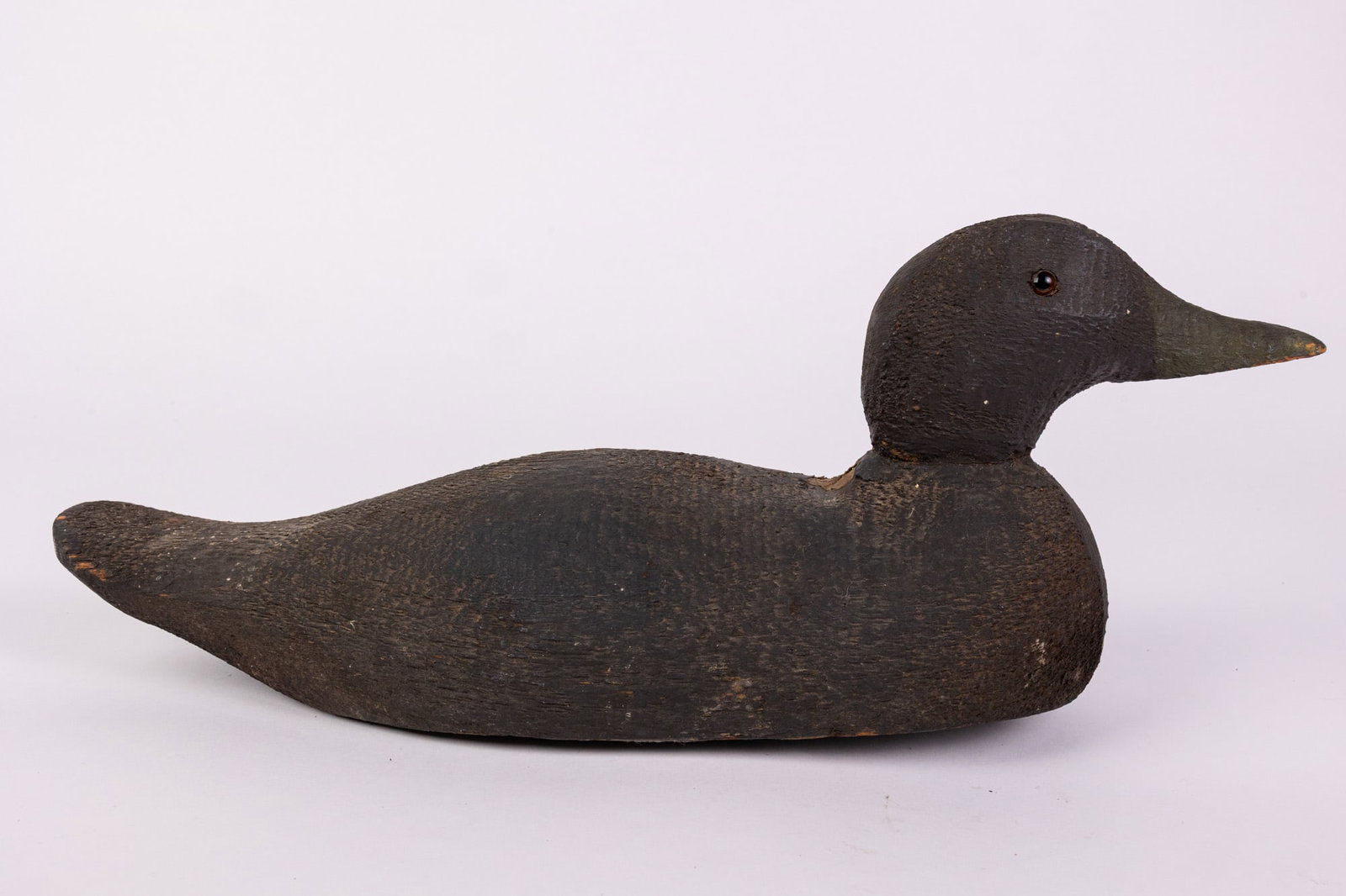Vintage Wooden Black Duck Decoy - 3