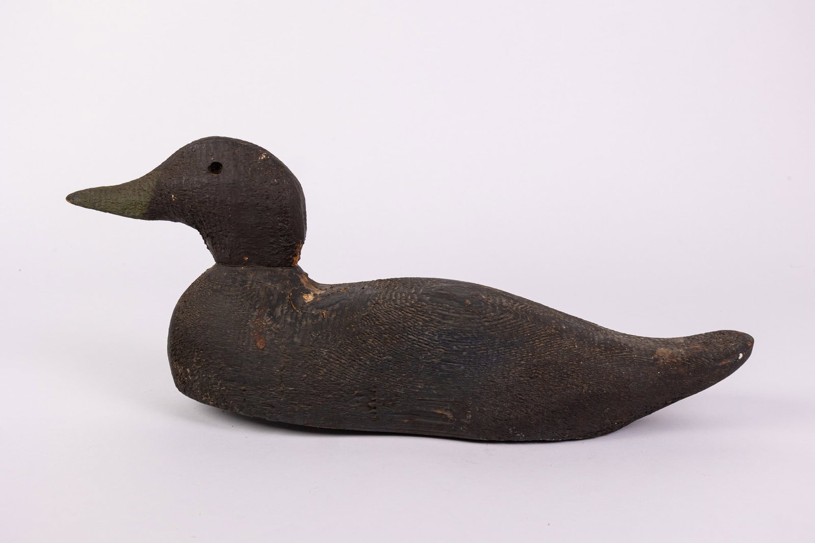 Vintage Wooden Black Duck Decoy - 5