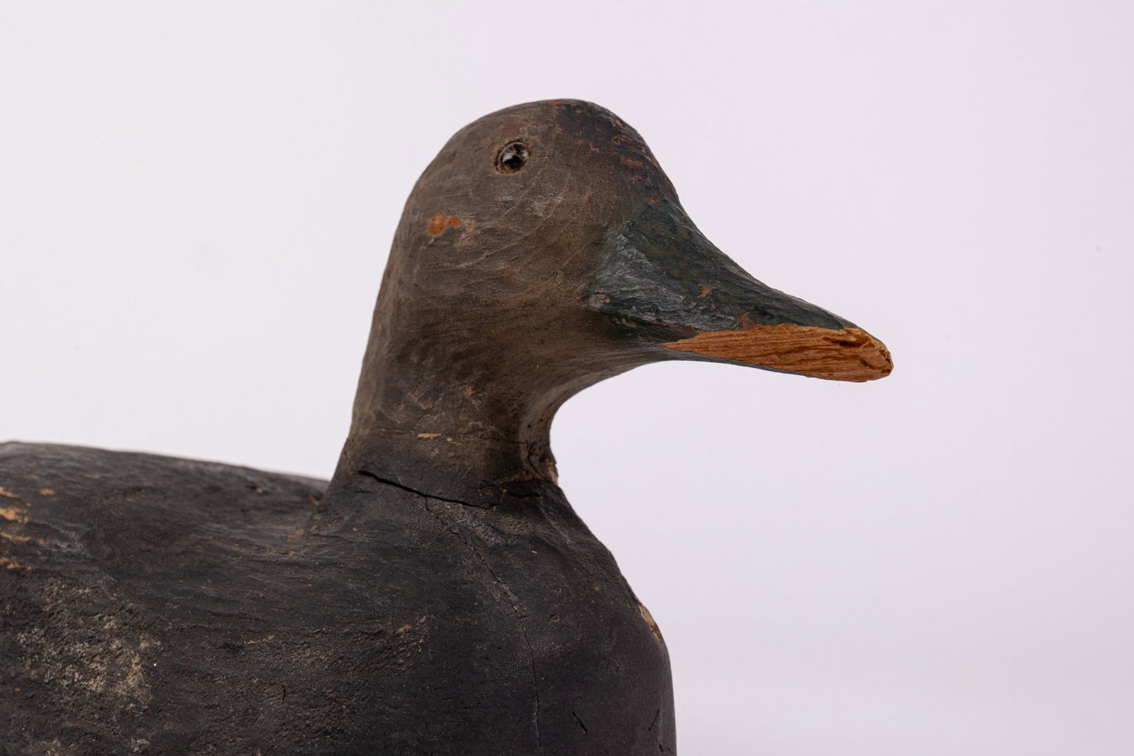 Vintage Wooden Black Duck Decoy - 3