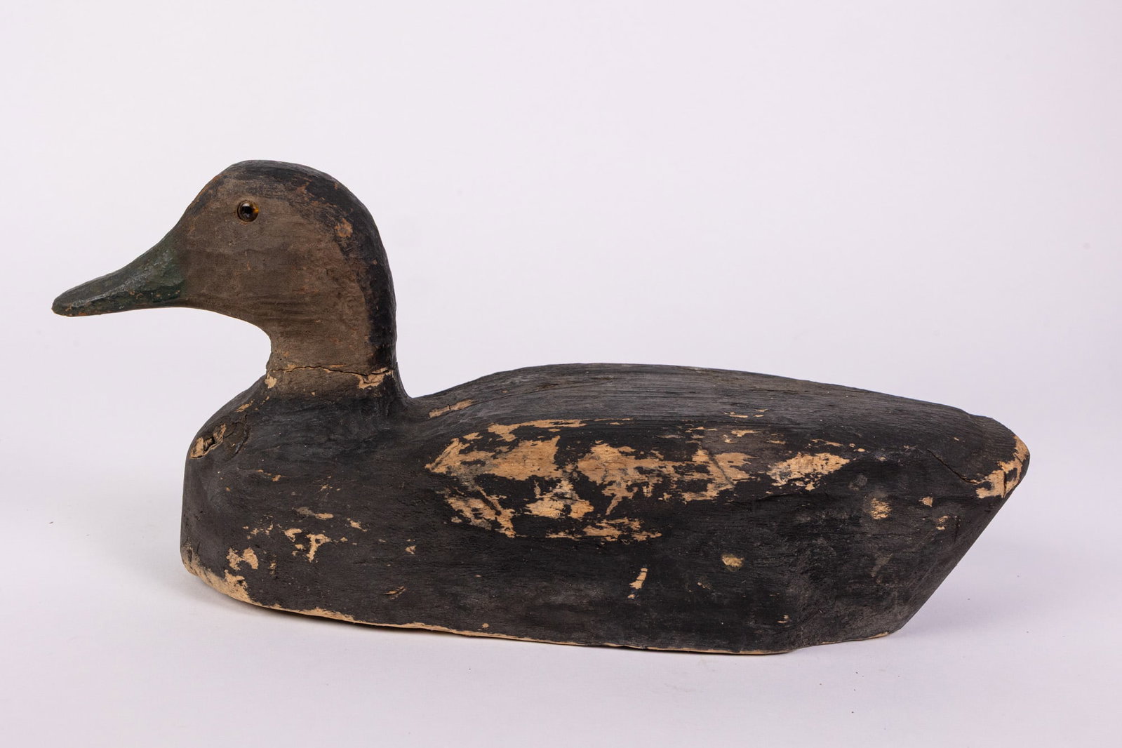 Vintage Wooden Black Duck Decoy - 7