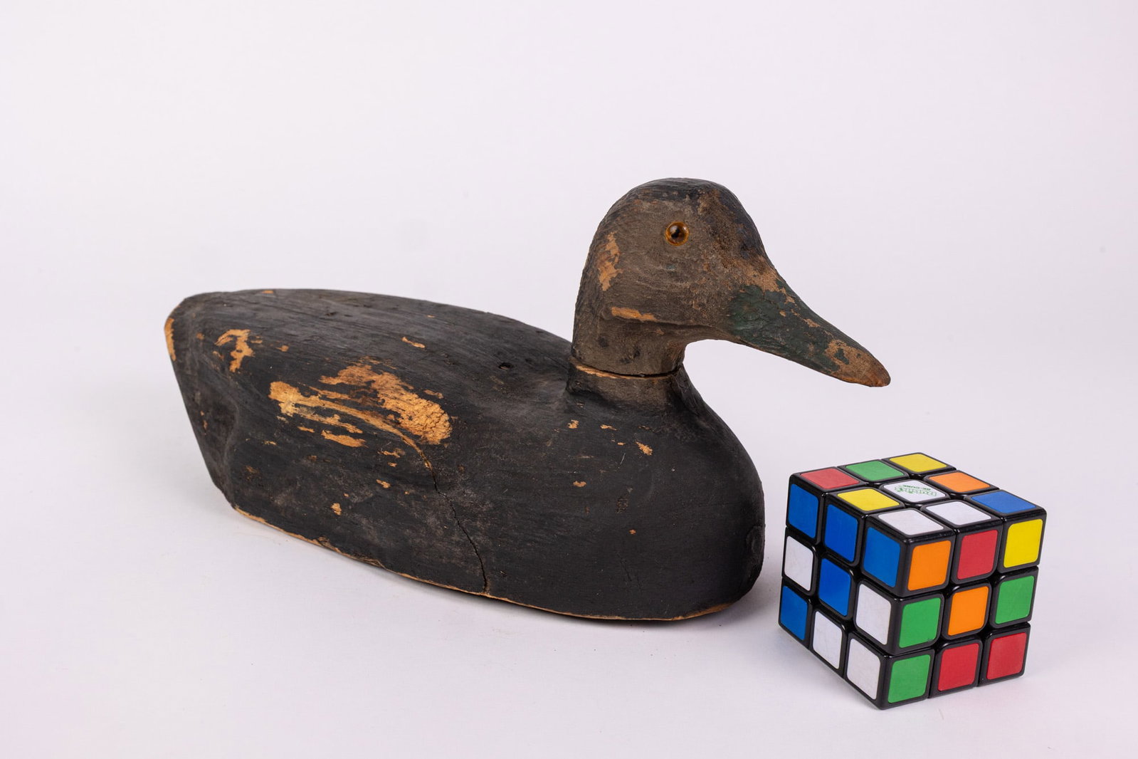 Vintage Wooden Black Duck Decoy - 2