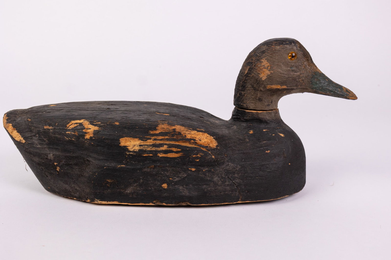 Vintage Wooden Black Duck Decoy - 3