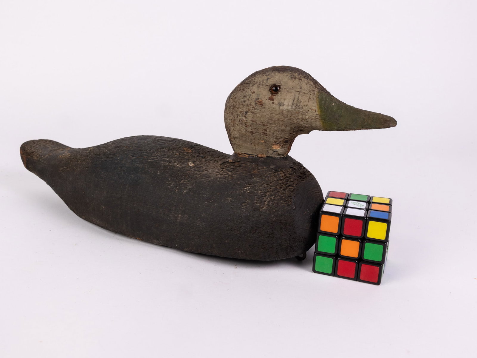 Vintage Wooden Black Duck Decoy - 2