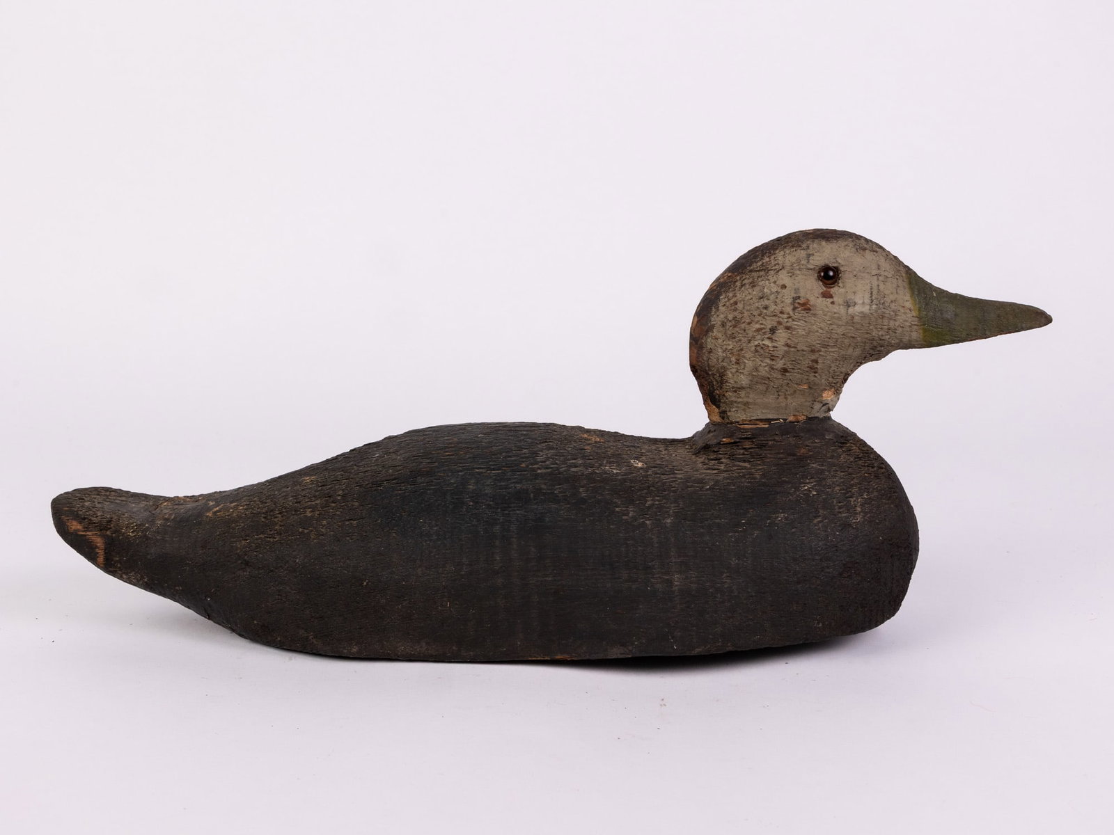 Vintage Wooden Black Duck Decoy - 3