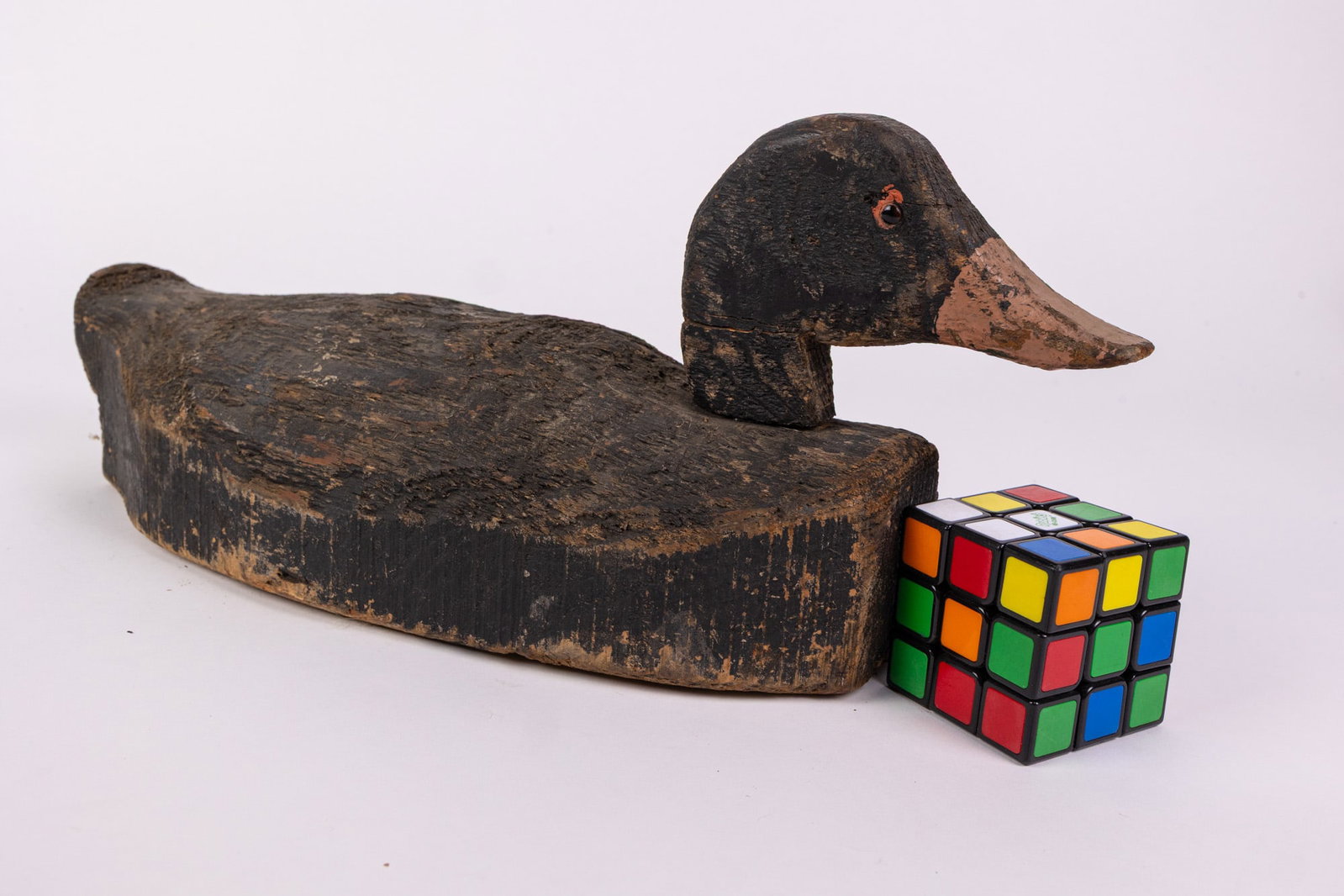 Vintage Wooden Black Duck Decoy - 2