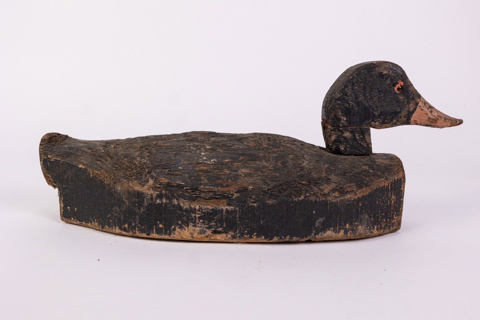 Vintage Wooden Black Duck Decoy - 3