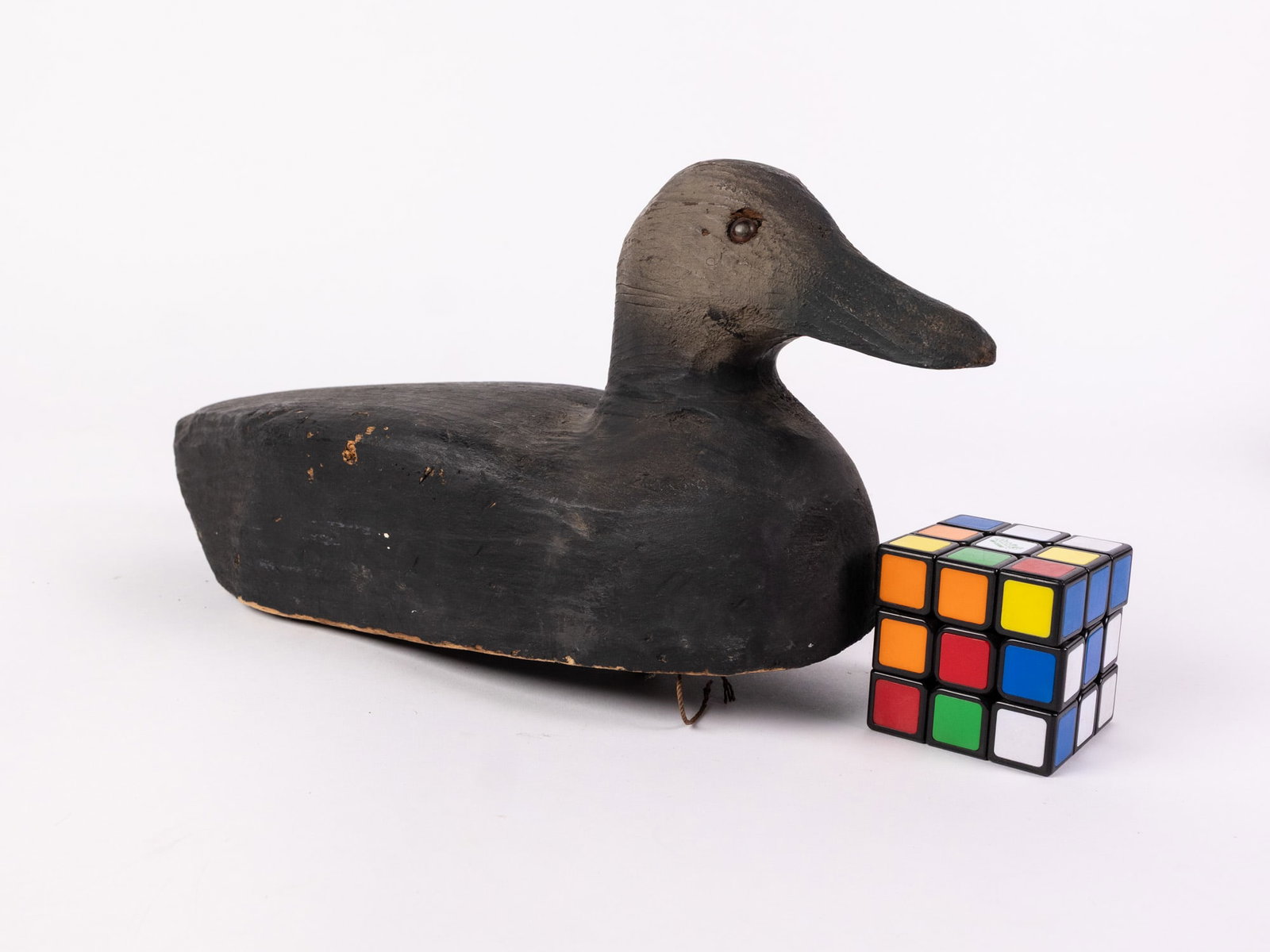 Vintage Wooden Black Duck Decoy - 2