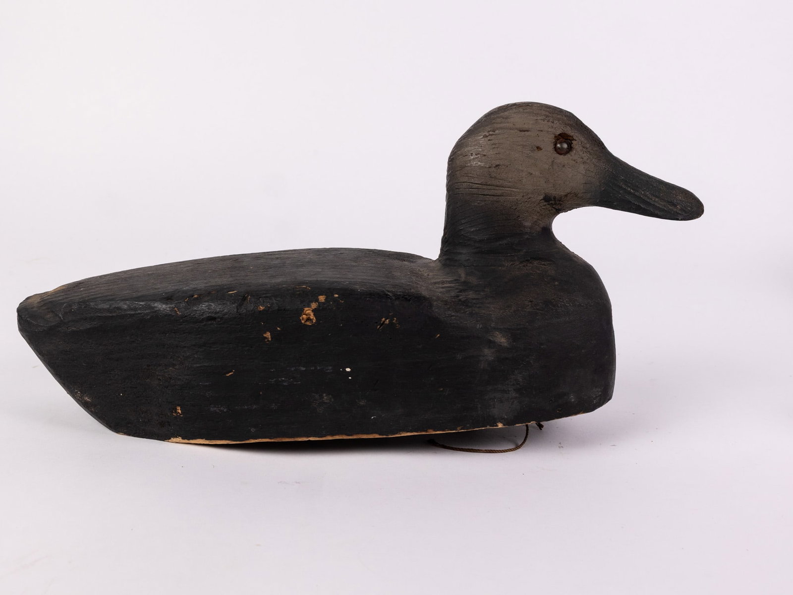 Vintage Wooden Black Duck Decoy - 3