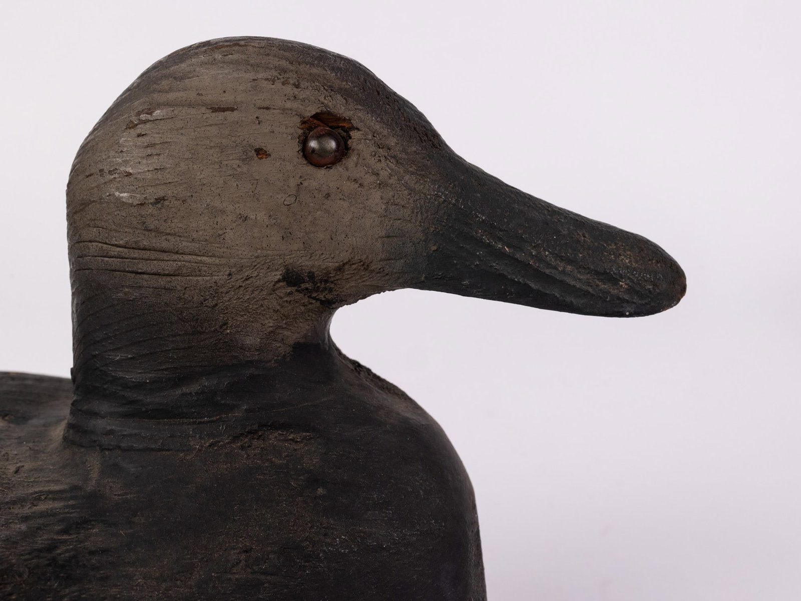 Vintage Wooden Black Duck Decoy - 4
