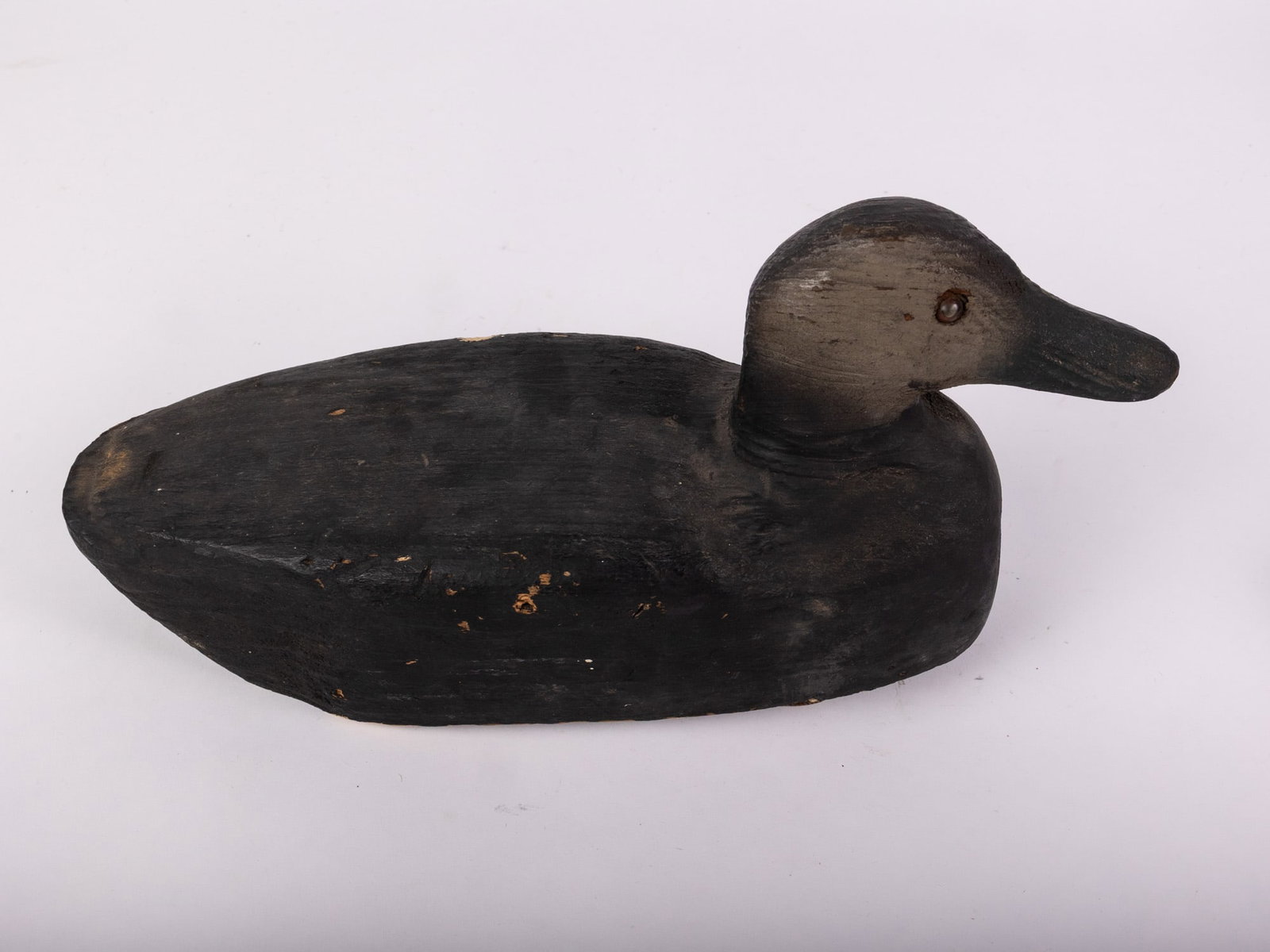 Vintage Wooden Black Duck Decoy - 5