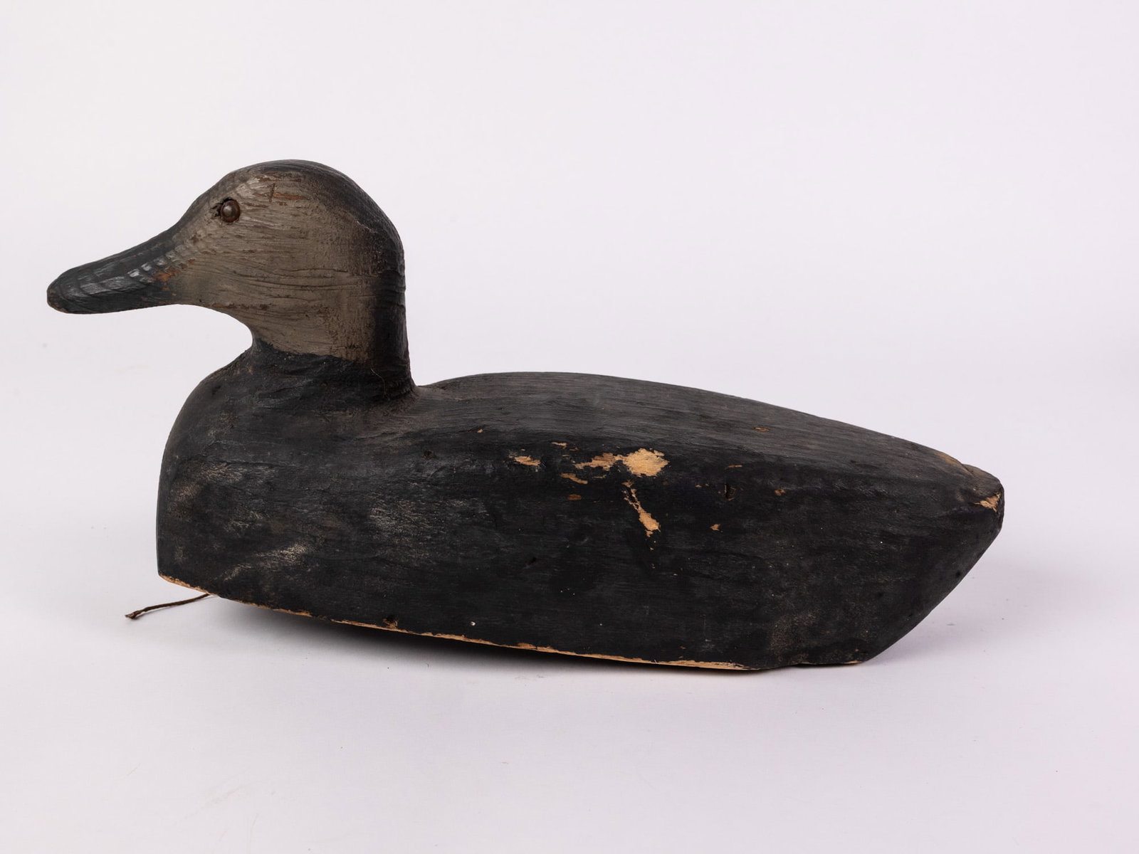 Vintage Wooden Black Duck Decoy - 6
