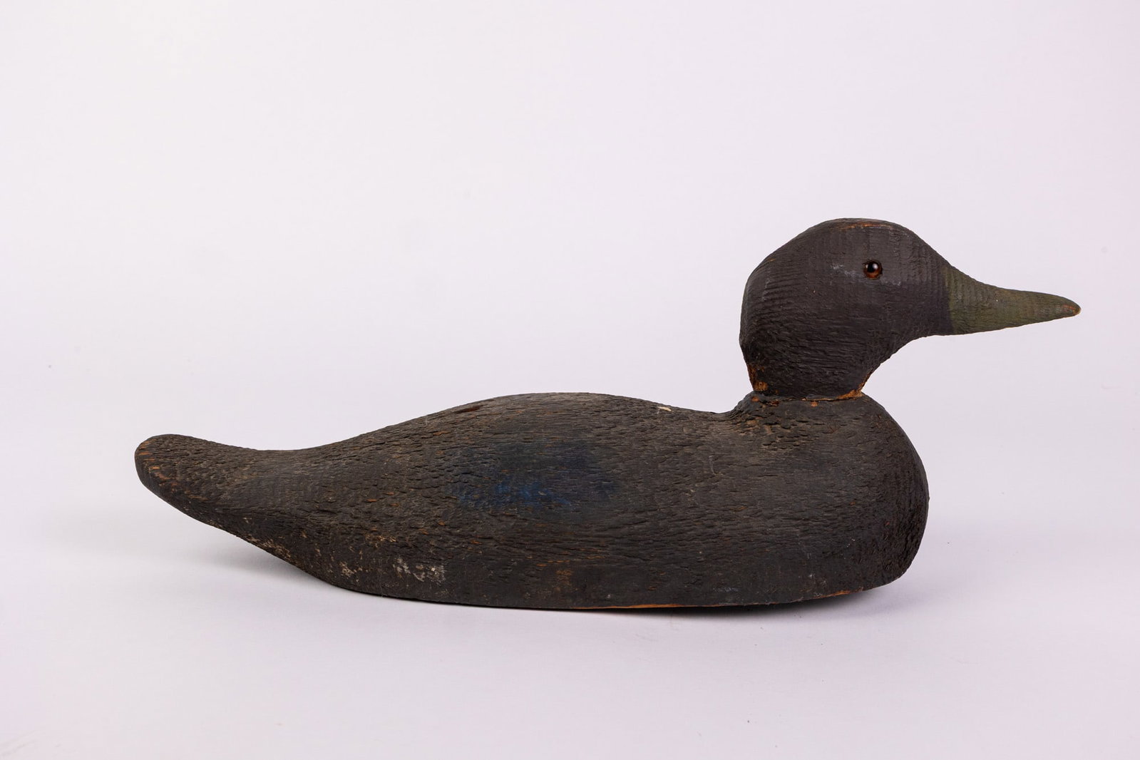 Vintage Wooden Black Duck Decoy - 3