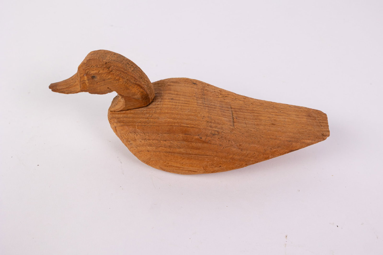 Vintage Hand Carved Duck Decoy w/ Natural Wood Finish - 4