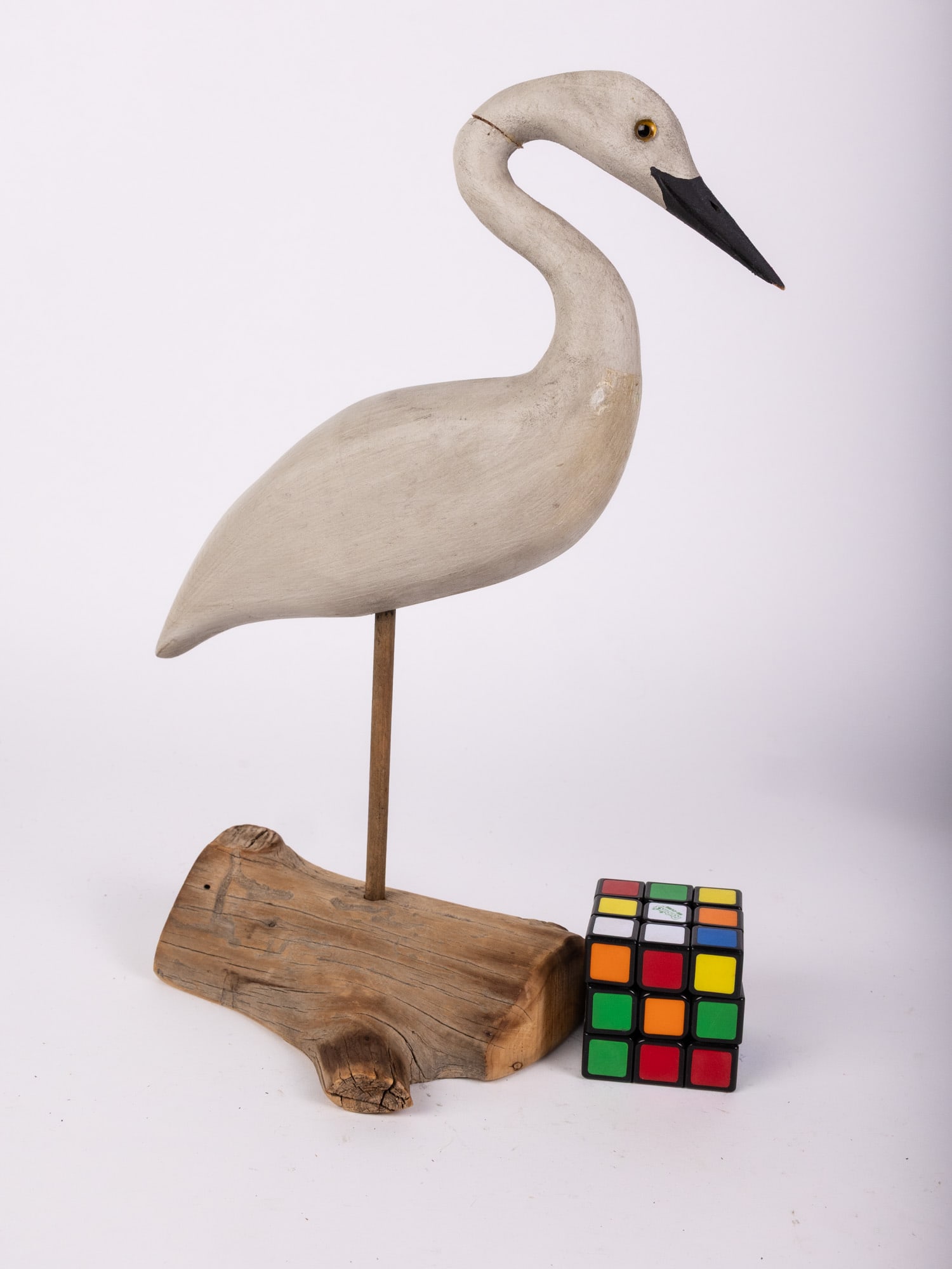 Vintage Hand Carved Great White Egret Decoy - 2