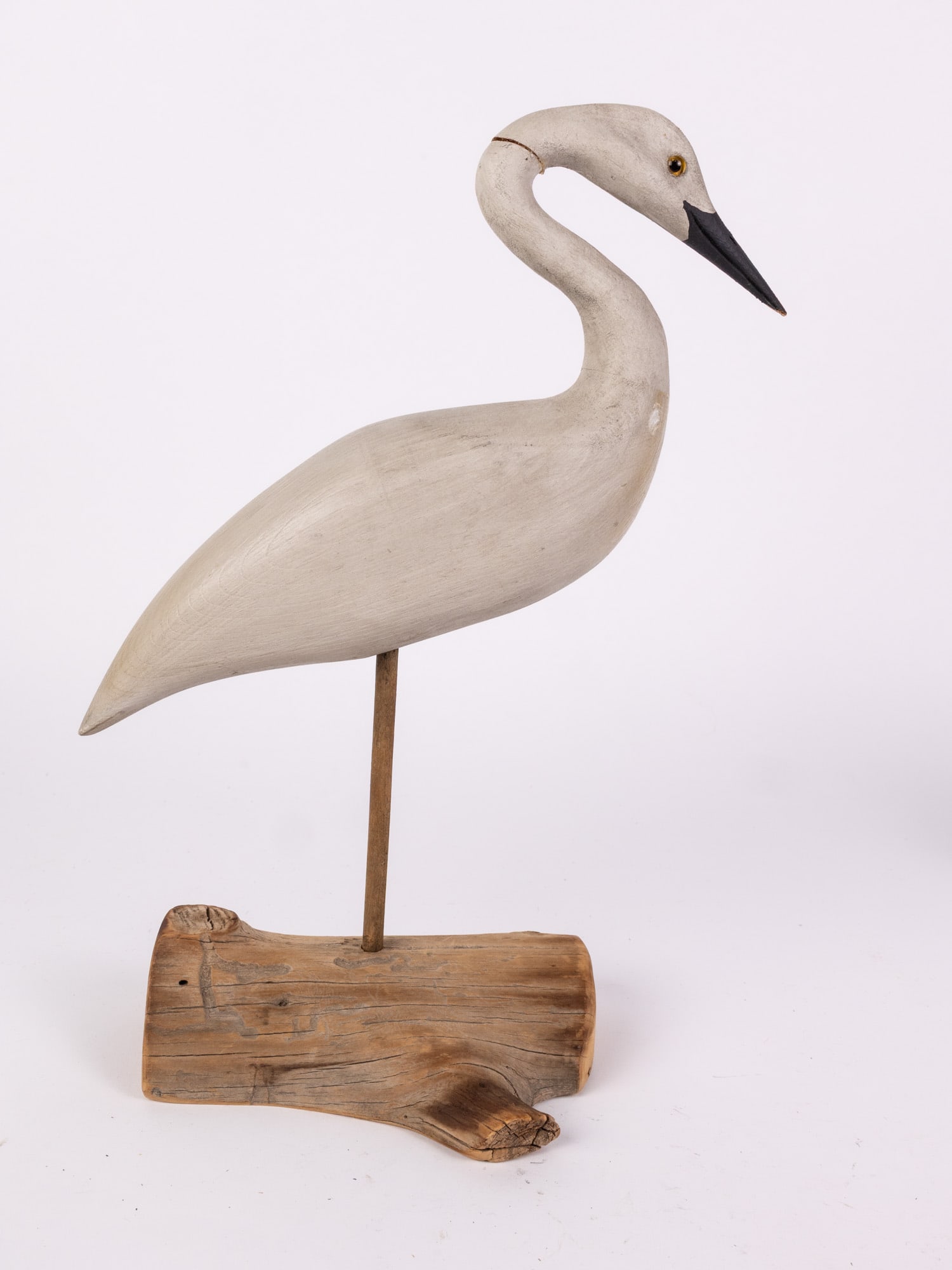 Vintage Hand Carved Great White Egret Decoy - 3