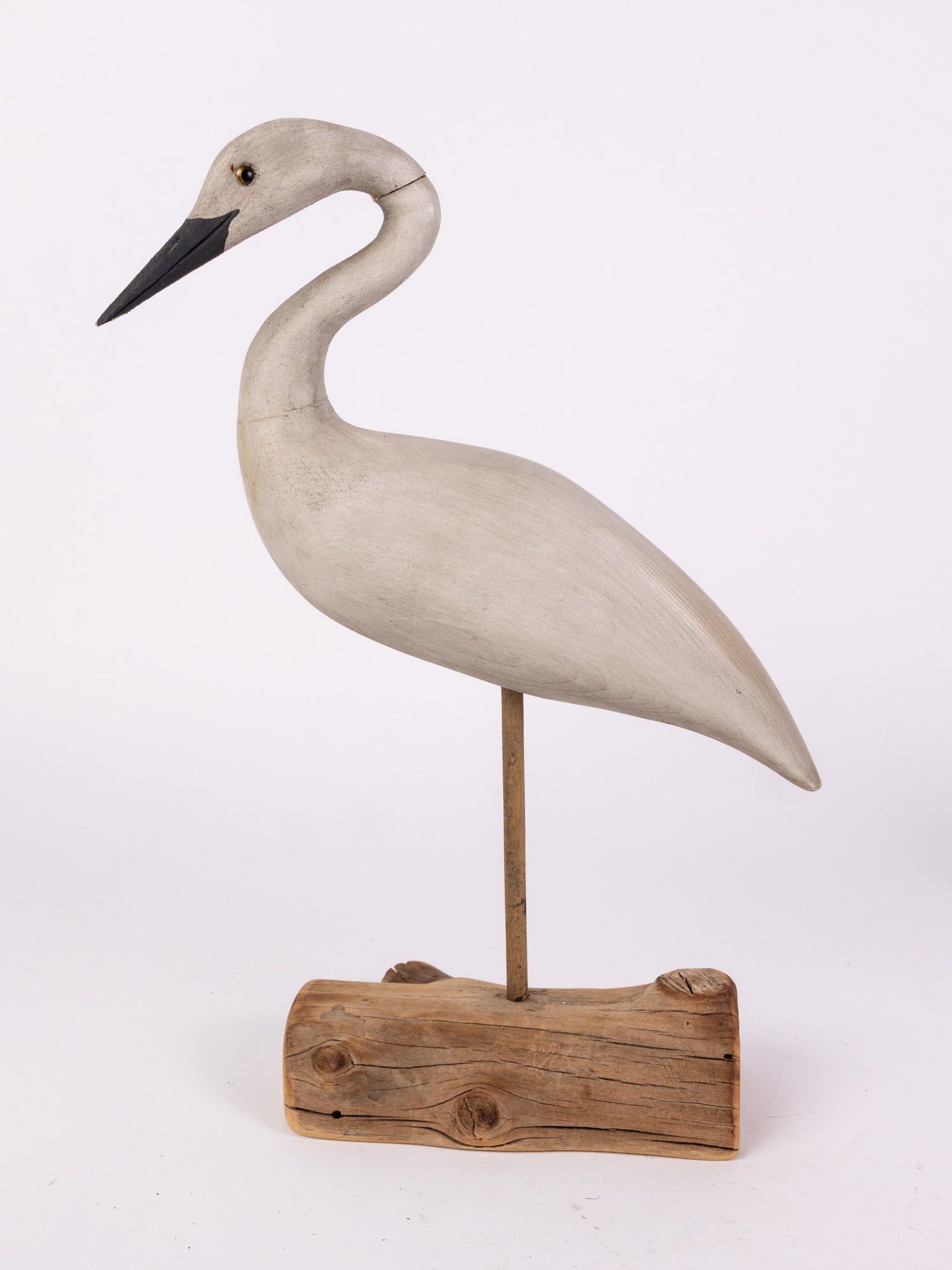 Vintage Hand Carved Great White Egret Decoy - 4