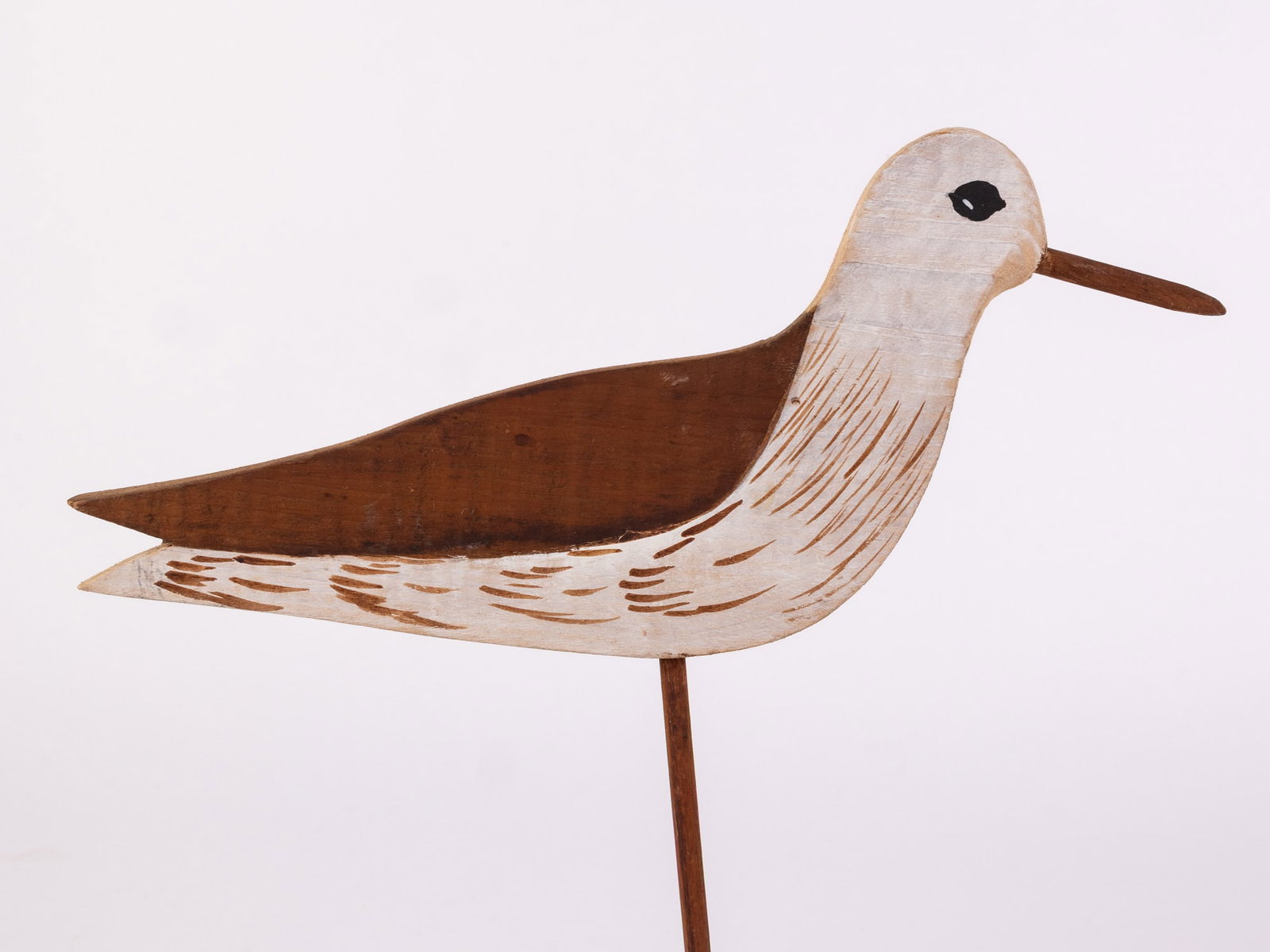 Carved Wooden Folk Art Sandpiper - 3