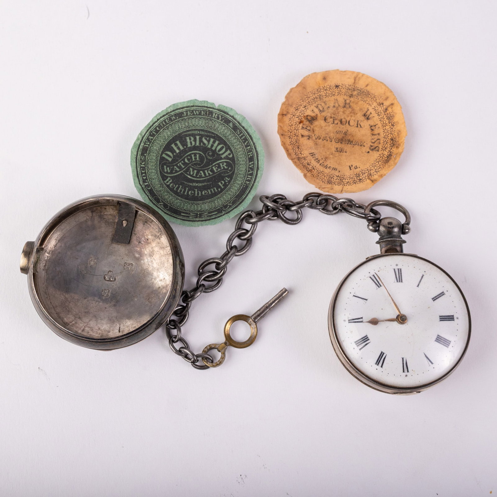 18th c. Silver J. Johnstone Pair-Cased Verge Watch & Chain (1 of 8)