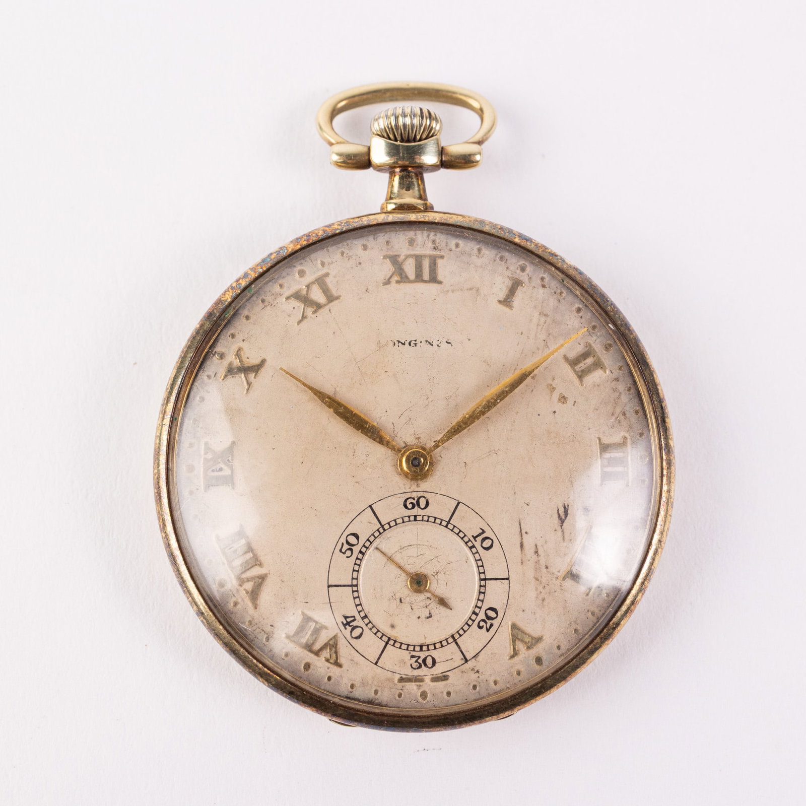 14KY c. 1917 Swiss Longines Pocket Watch: The outer caseback is marked "14K 3570680 Longines W. Co. Swiss". The inner caseback is engraved "Presented to George F. Wieghardt By the Employees of the Highways Engineers Department 1920". The