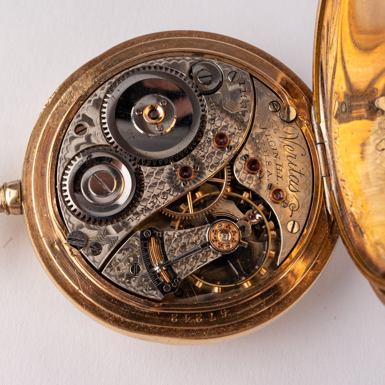 c. 1904 Antique Elgin Motor Barrel Pocket Watch w/ Veritas Movement - 5