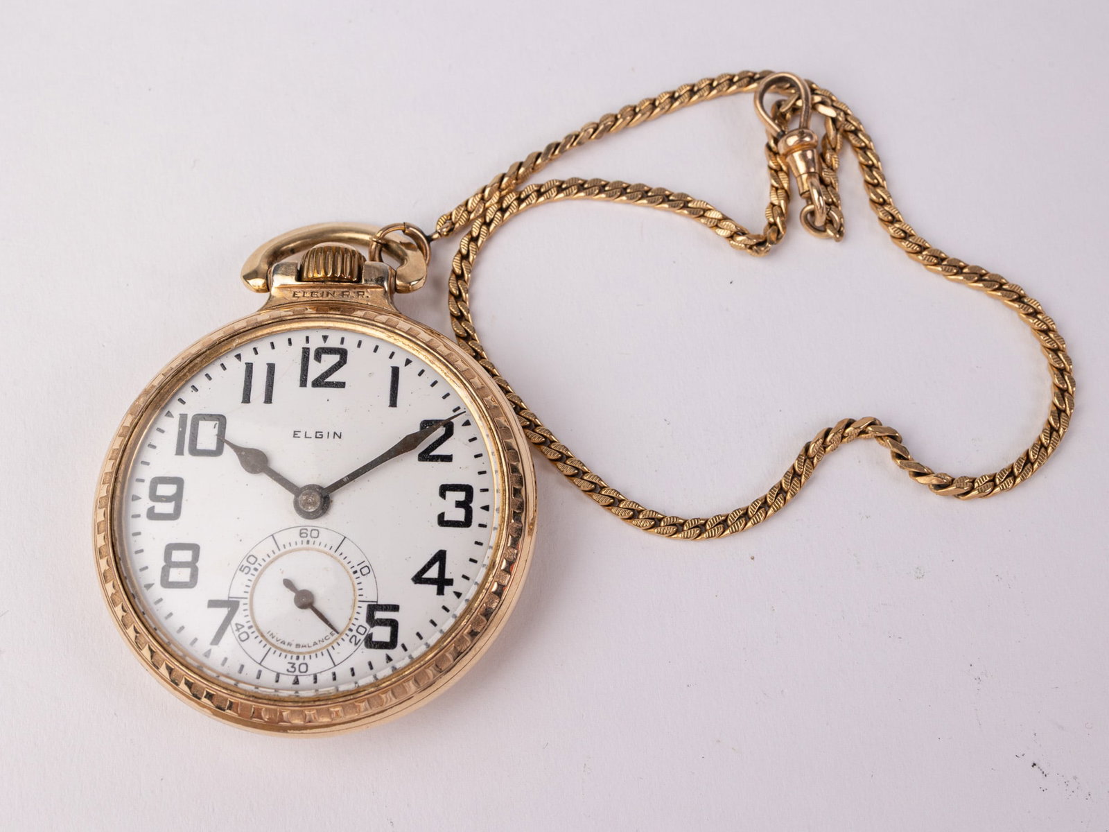 c. 1924 Elgin B.W. Raymond Railroad Pocket Watch w/ Simmons Chain: The inner caseback is marked "Watch Star ☆ Case Company 12KT. Gold Filled 6899821". The estimated year of production is 1924. 21 Jewels. The movement is marked "B.W. Raymond 21 Jewels 27999385