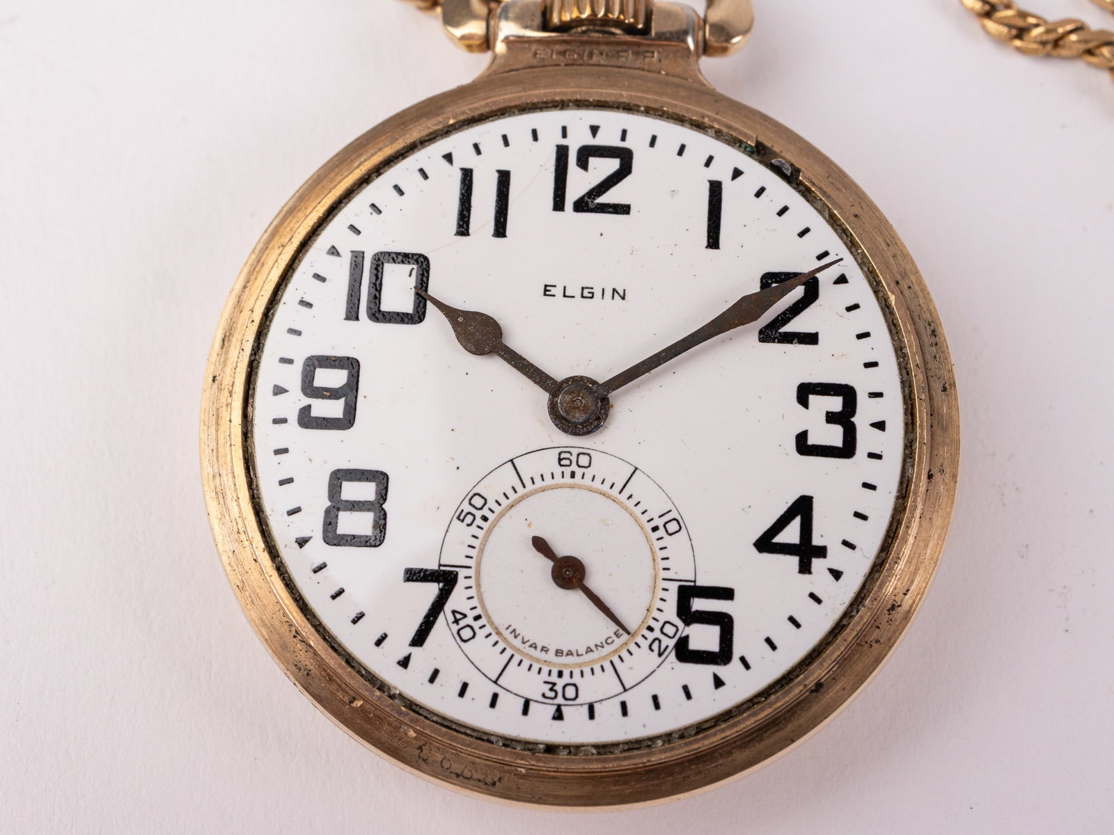 c. 1924 Elgin B.W. Raymond Railroad Pocket Watch w/ Simmons Chain - 3